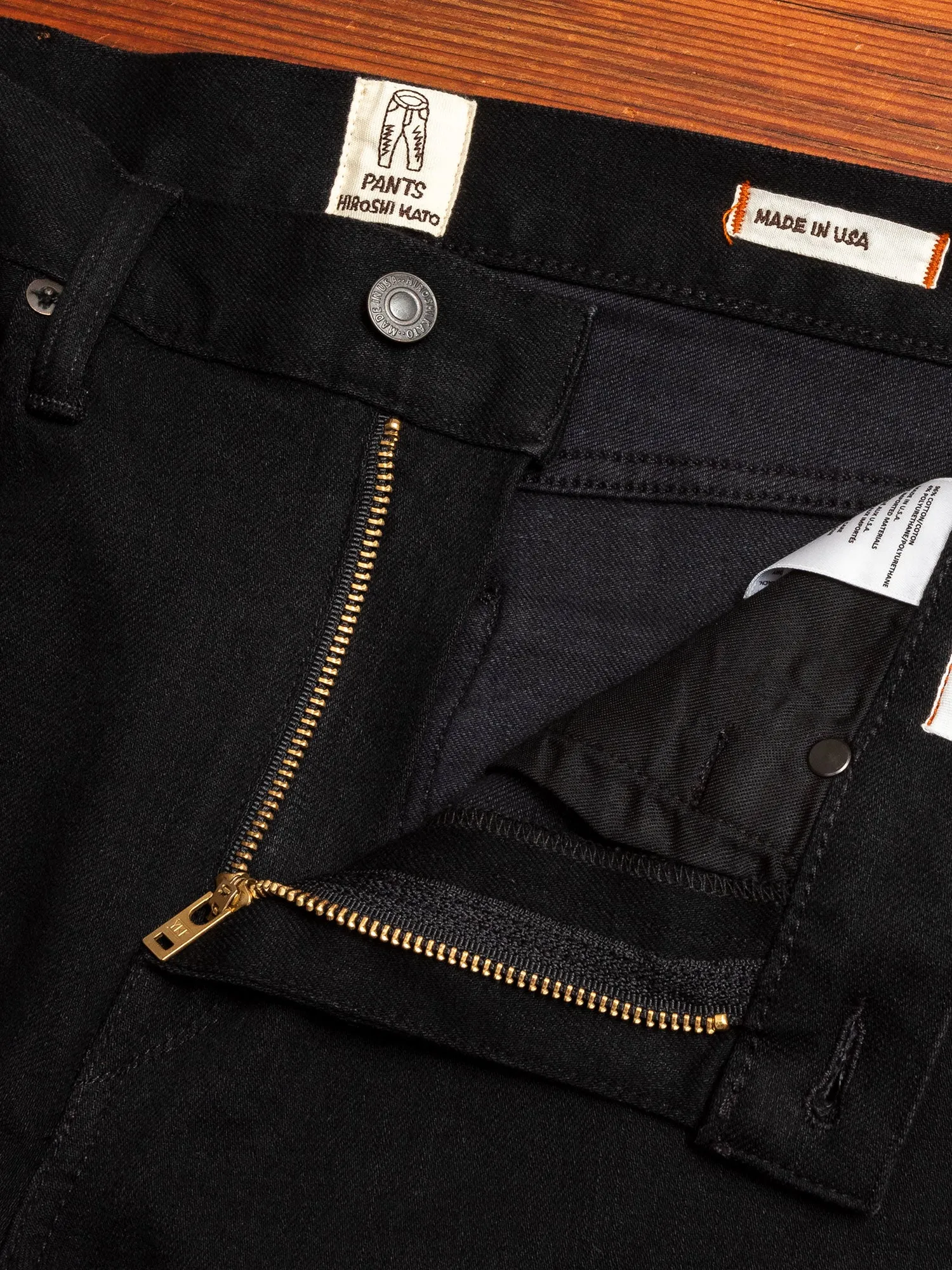 10.5oz Black Rinsed Stretch Selvedge Denim - Hammer Straight