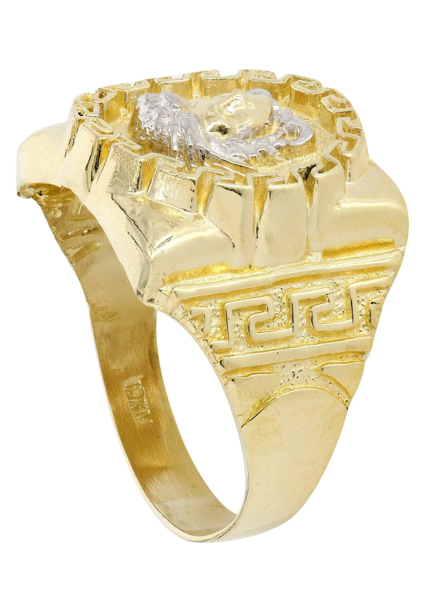 10K Gold Medusa Style Mens Ring | 6.5 Grams