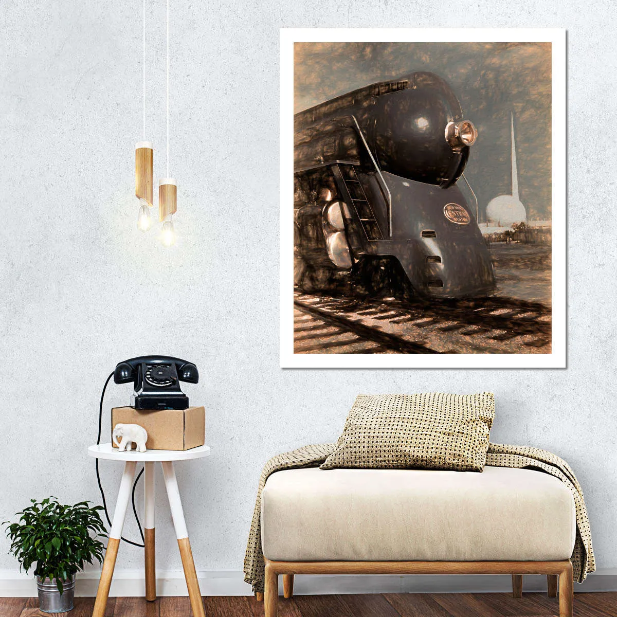 1939 Streamliner NYC Hudson Machine Age Wall Art