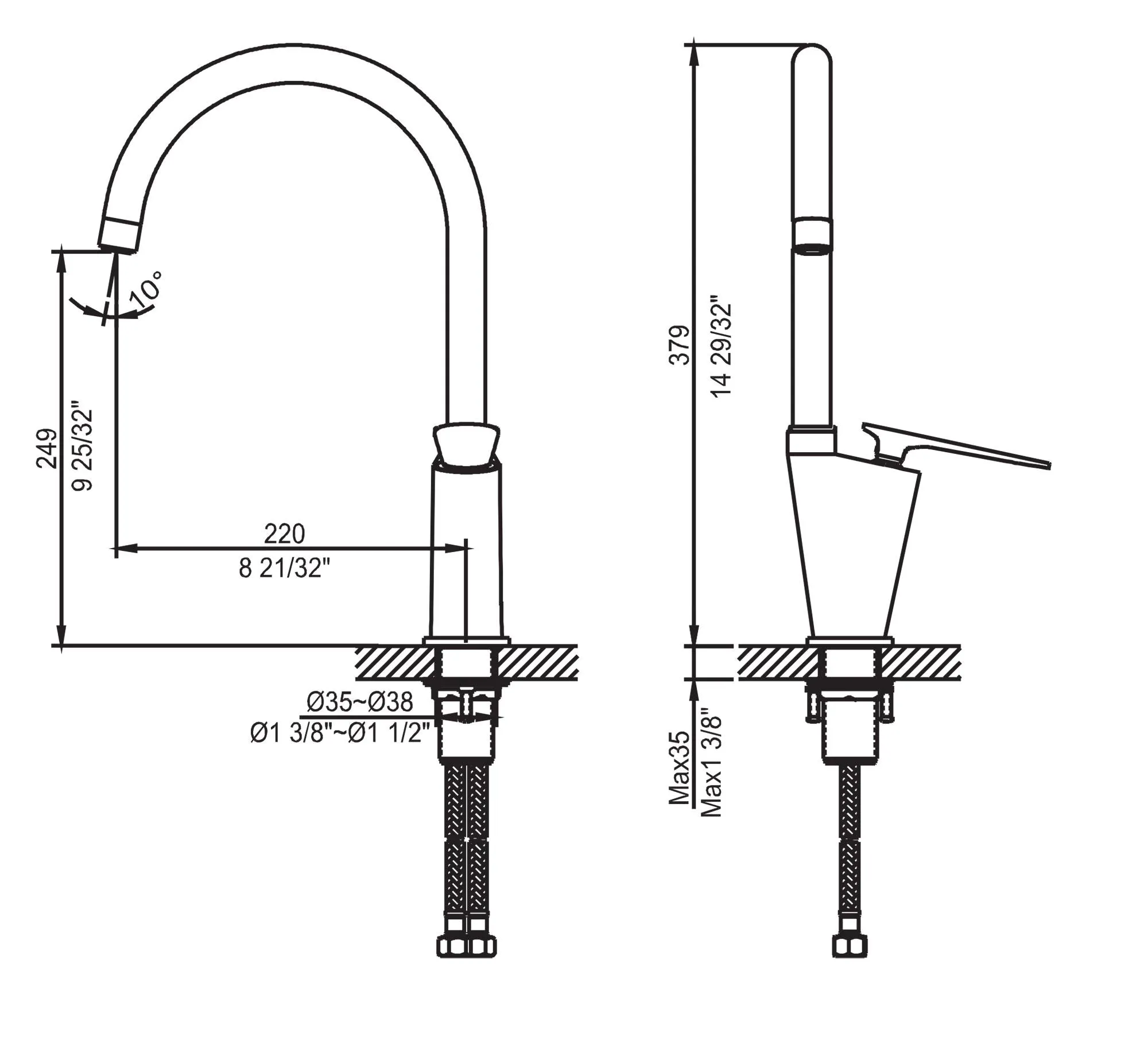 ALFI brand AB3600 Gooseneck Single Hole Bathroom Faucet