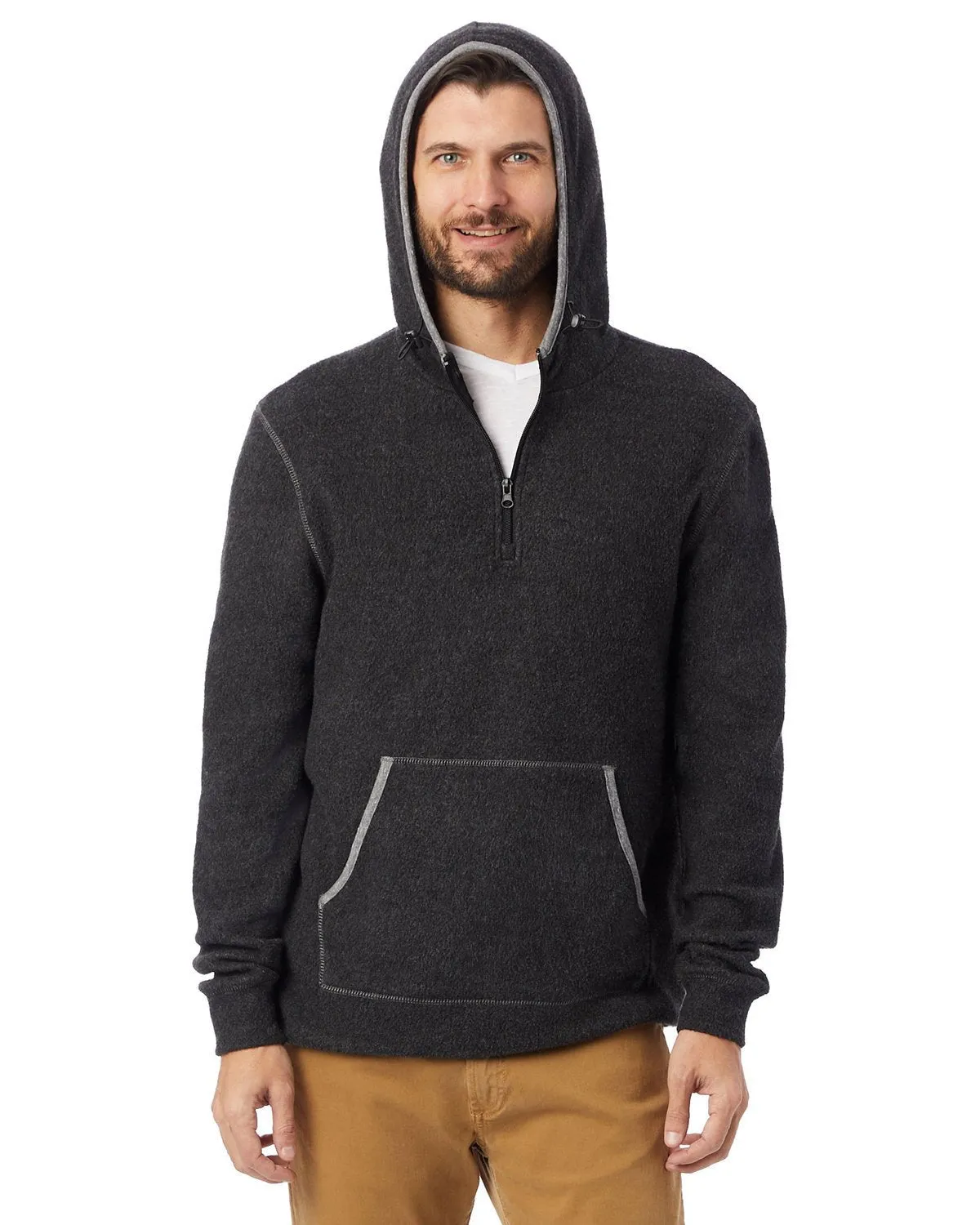 Alternative 43251RT Adult Quarter Zip Fleece Hooded Sweatshirt