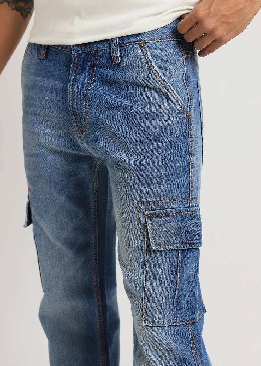 Aqua Blue Baggy fit Jeans