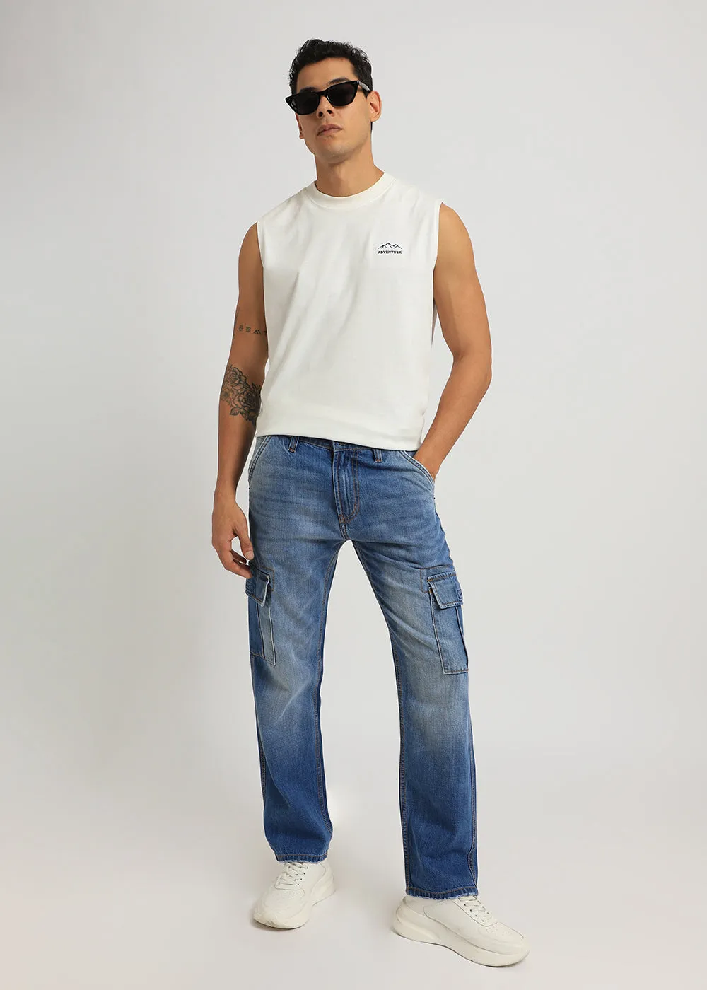 Aqua Blue Baggy fit Jeans