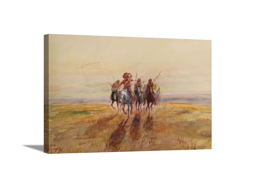 Assiniboine War Party | Charles Russell Masters Classic Art in Gallery Wrapped Canvas | Various Sizes