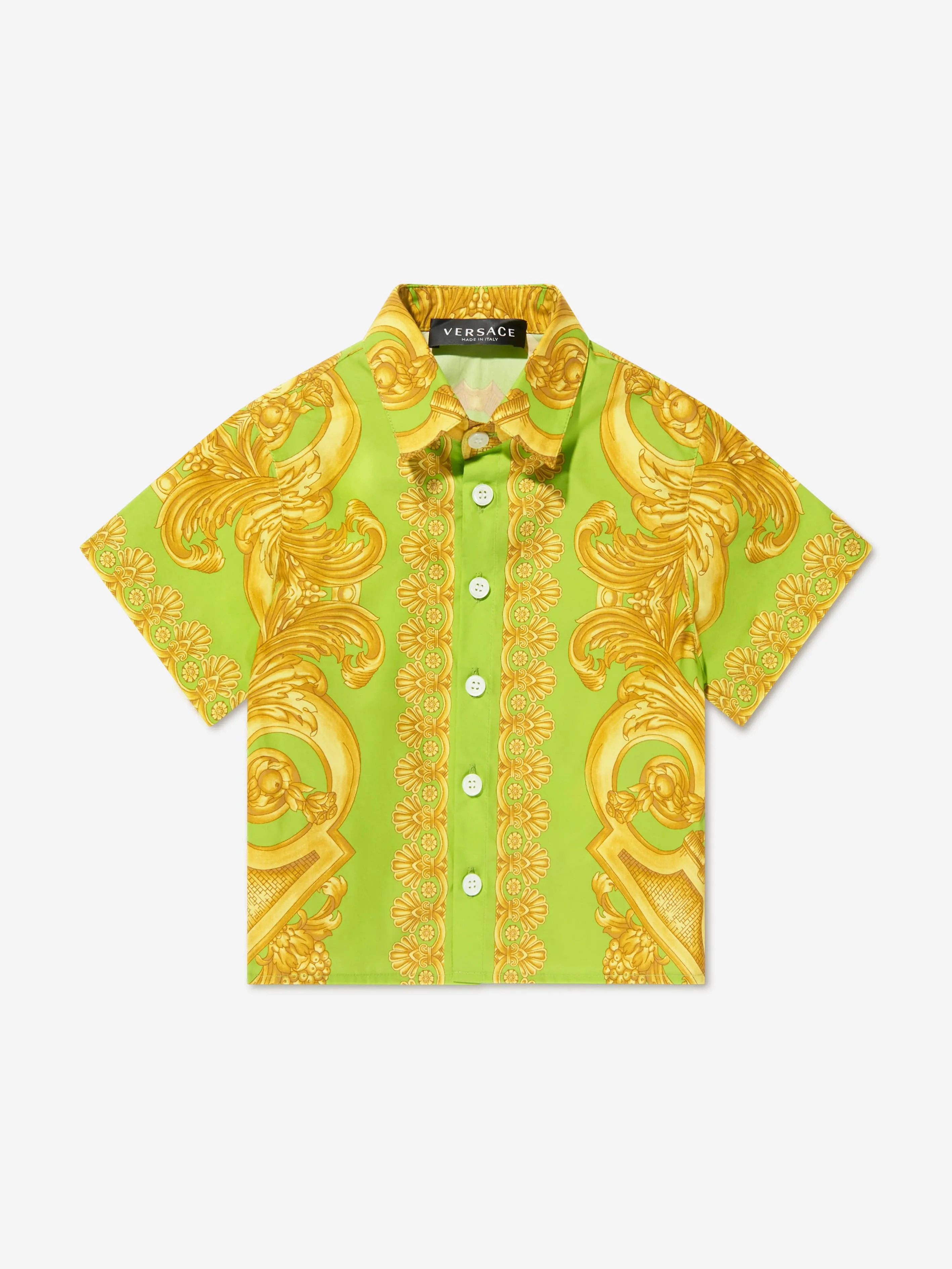 Baby Boys Barroco Short Sleeve Shirt in Lime