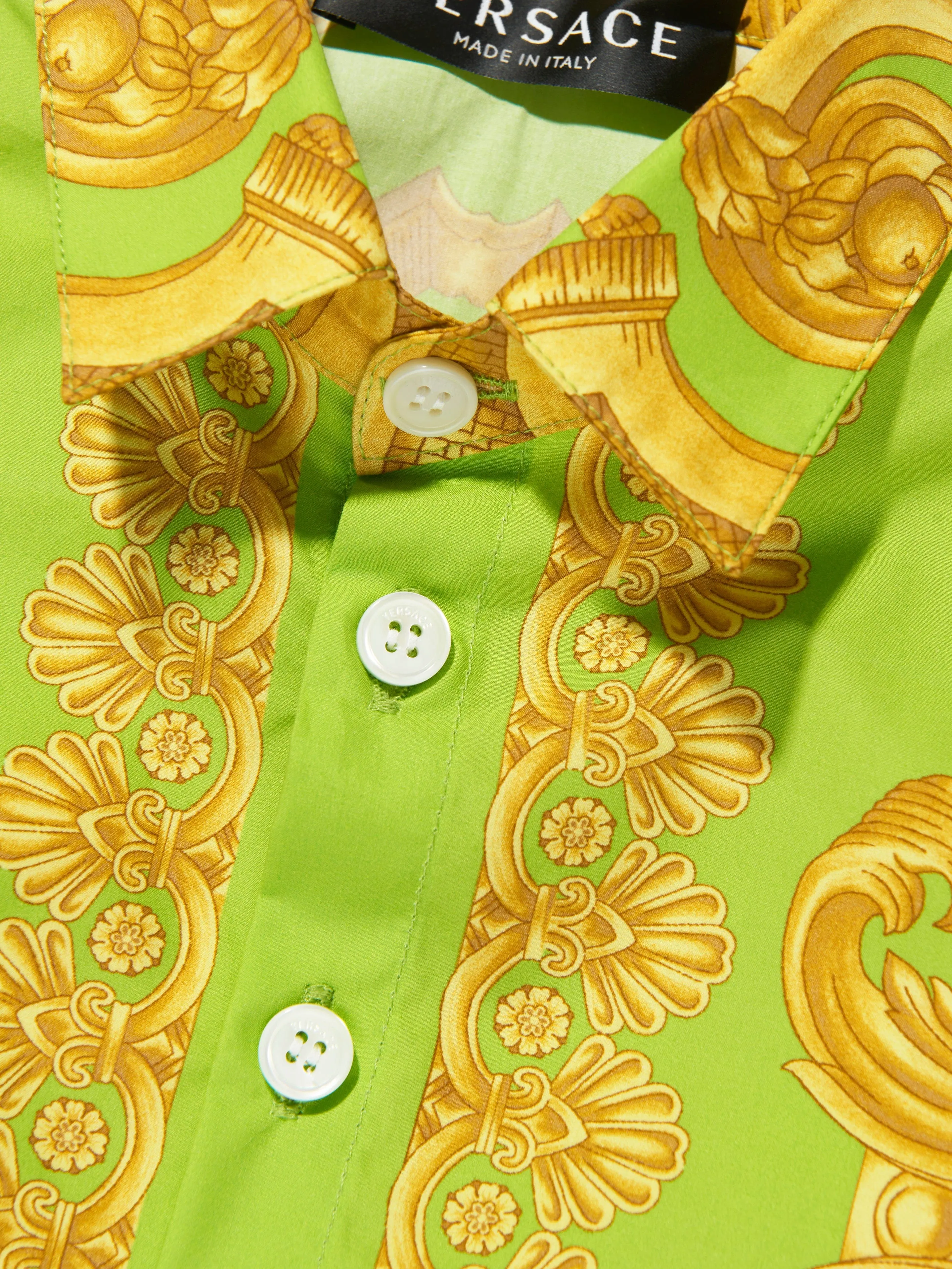 Baby Boys Barroco Short Sleeve Shirt in Lime