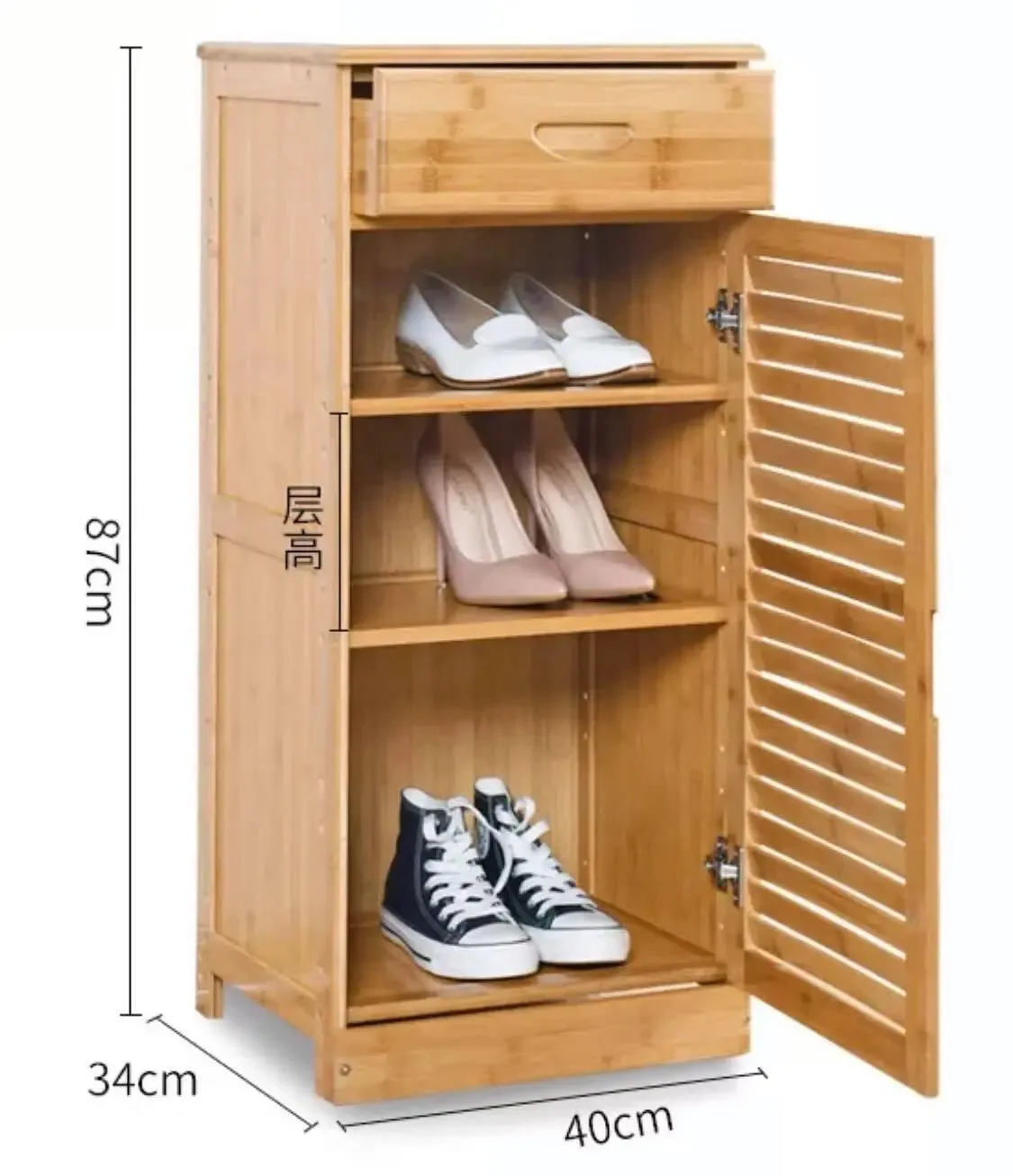 Bamboo Multi-Tiers Shoe Racks Shelf With Door Bamboo Shelves Storage Book Case