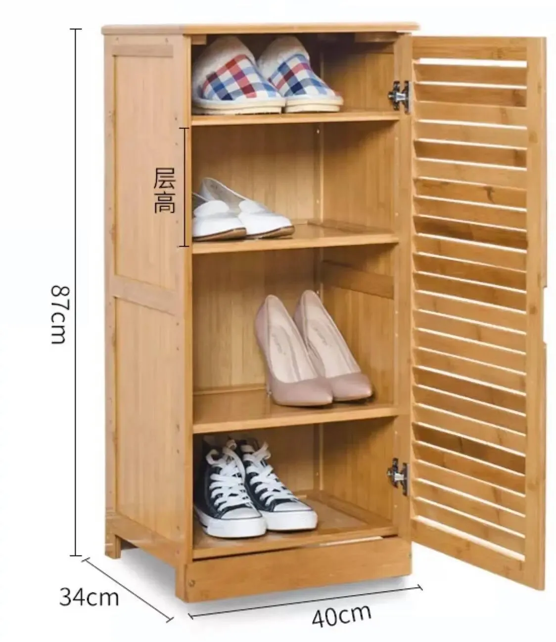 Bamboo Multi-Tiers Shoe Racks Shelf With Door Bamboo Shelves Storage Book Case