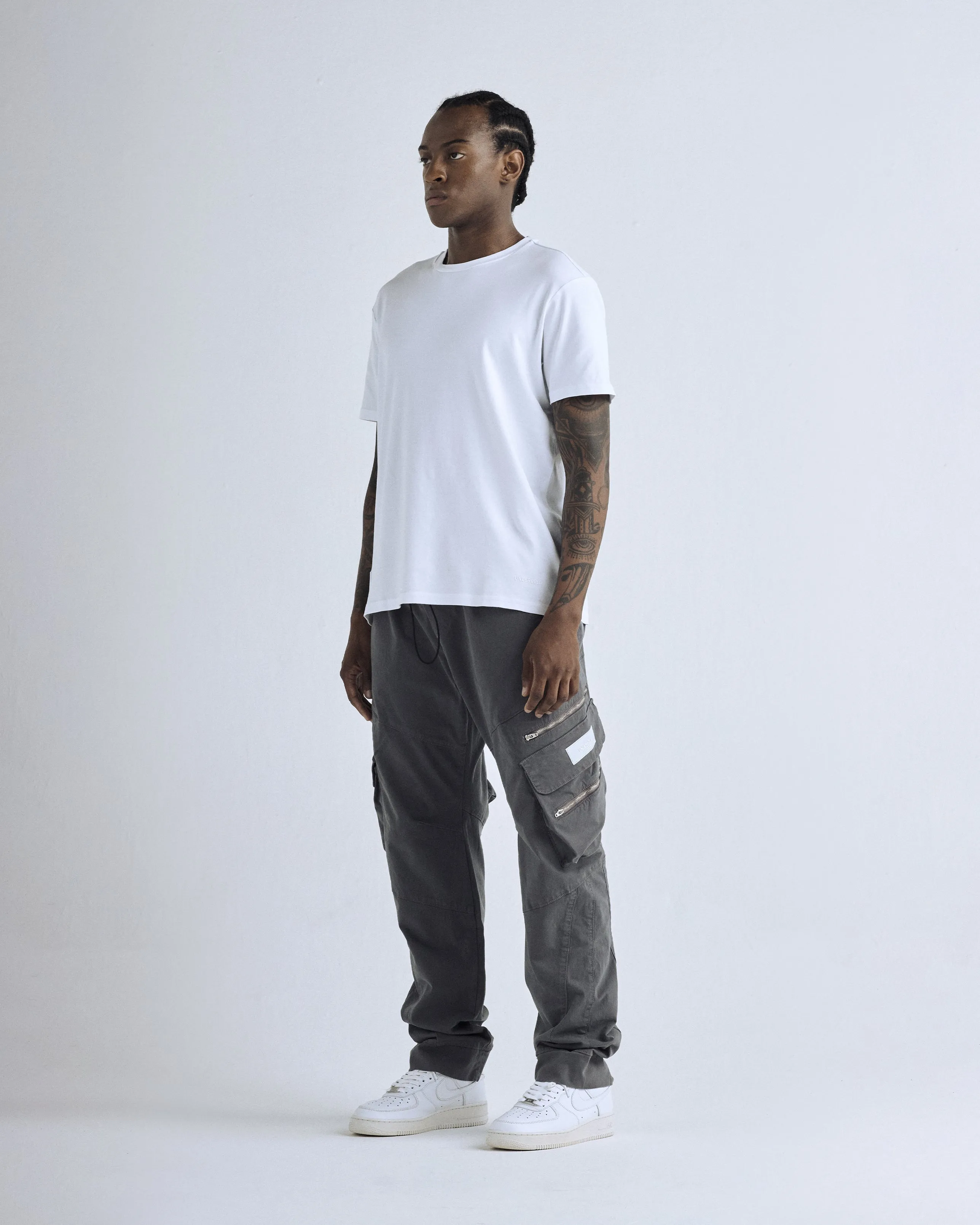 Basics Wide Cargo Pants Silver