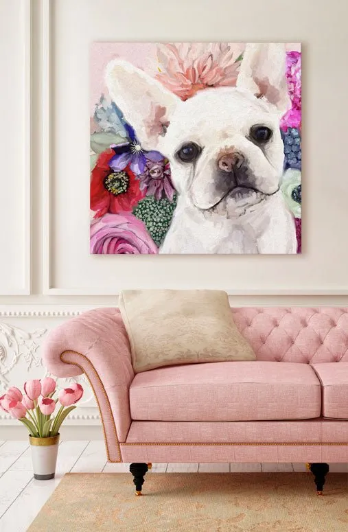 Best Friend - Floral Frenchie Pup Canvas Wall Art