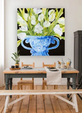 Black White Tulips Canvas Wall Art