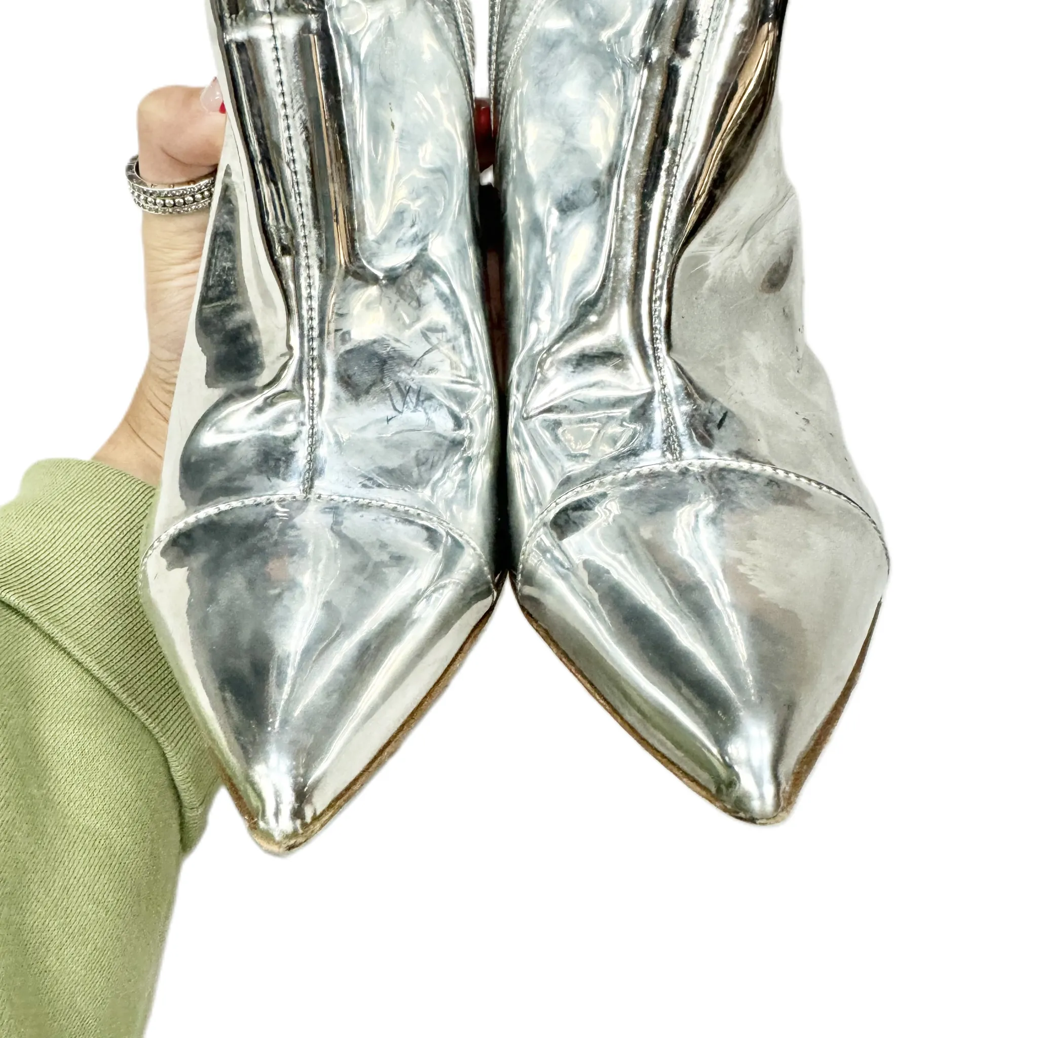 Boots Leather By Alexandre Vauthier In Silver, Size: 6.5