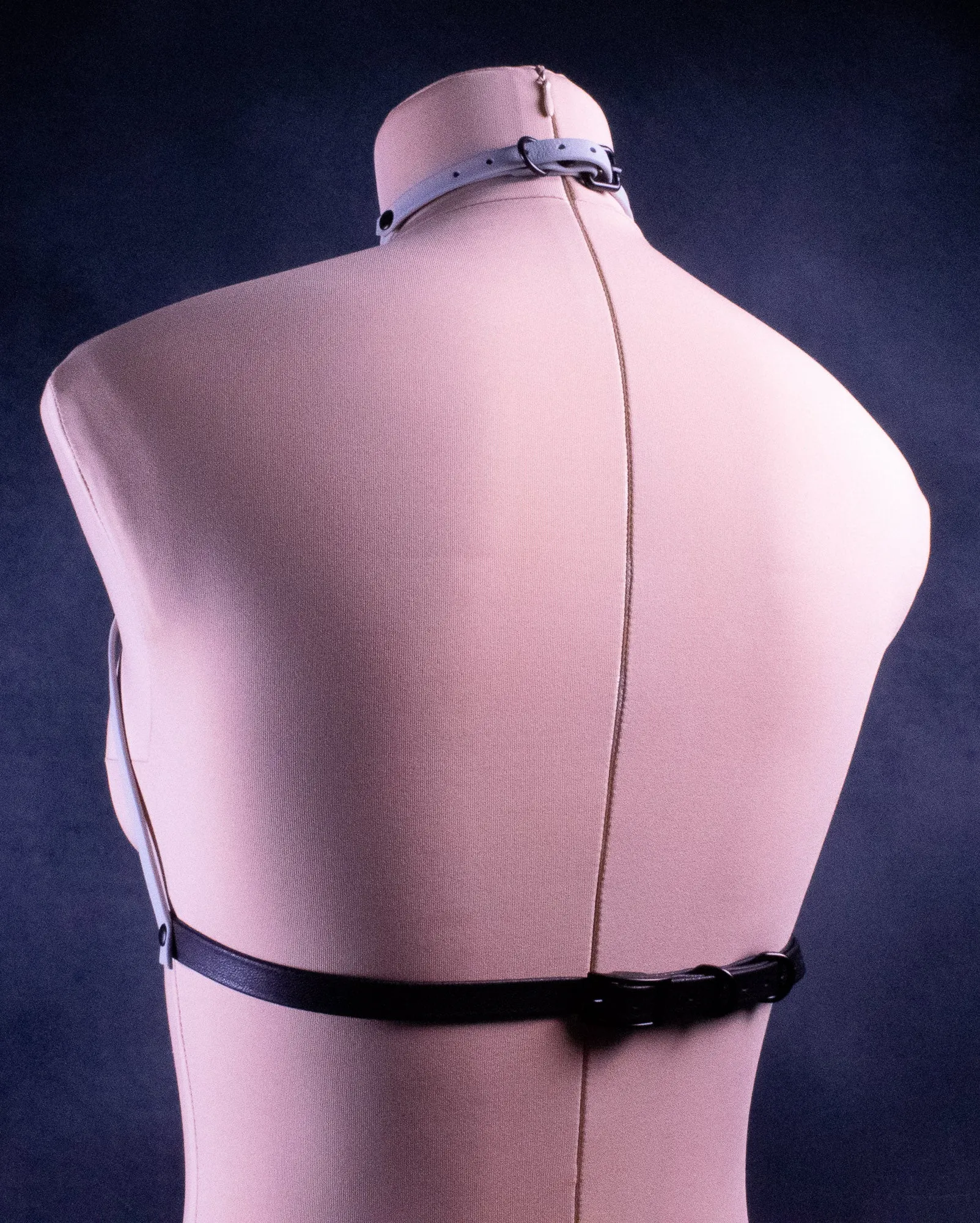 BUST HARNESS - Matte Black & Slate Leather _ LIMITED _