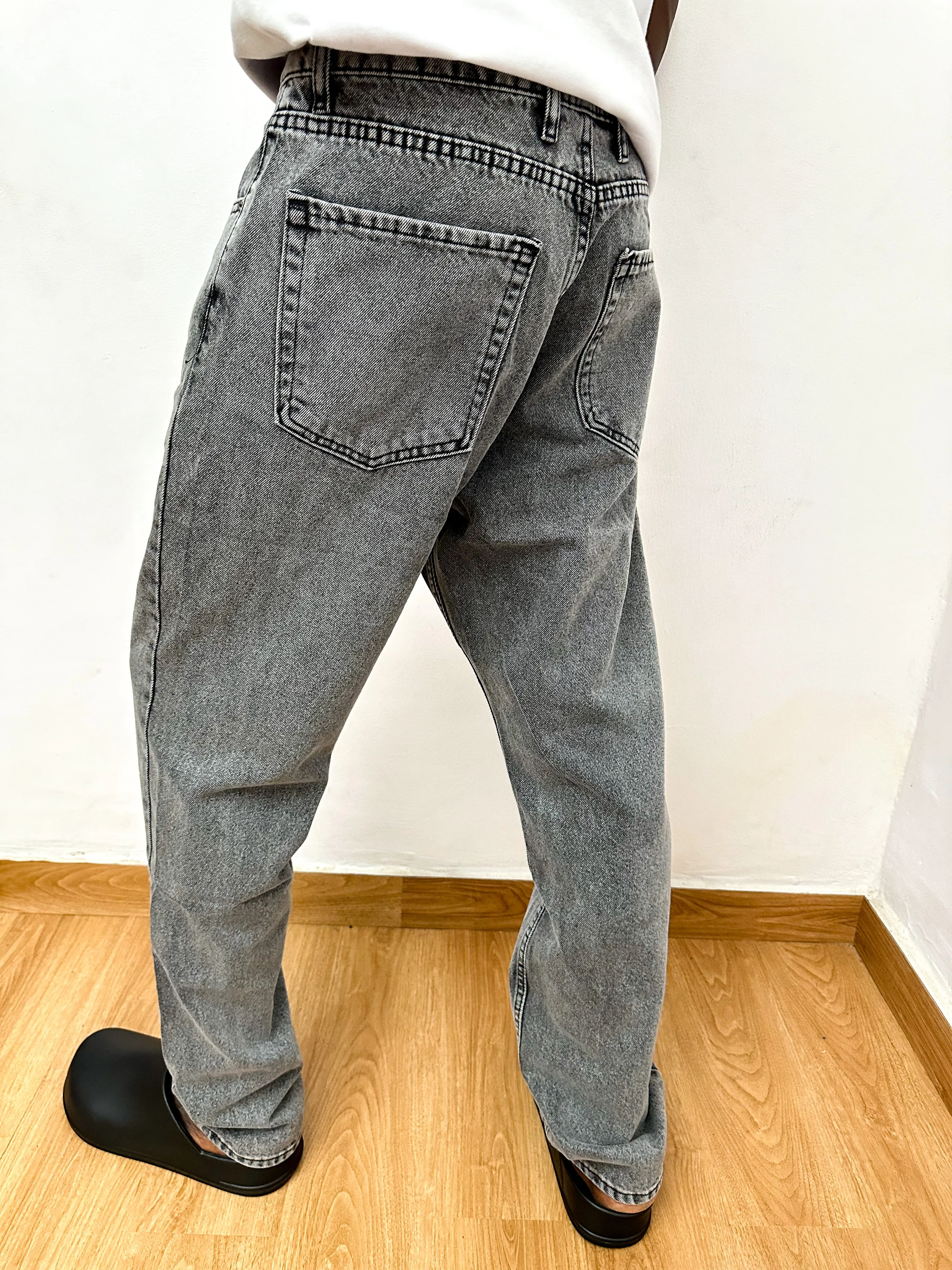 Callum Washed Grey Relaxed Baggy Jeans