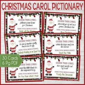 Christmas Carol Pictionary Game PRINTABLE