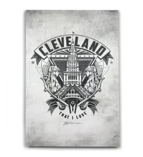 Cleveland Crest Canvas Artwork - Grey