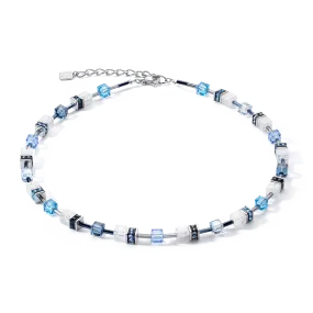 Coeur De Lion GeoCUBE® Iconic Nature Blue White Crystal Necklace