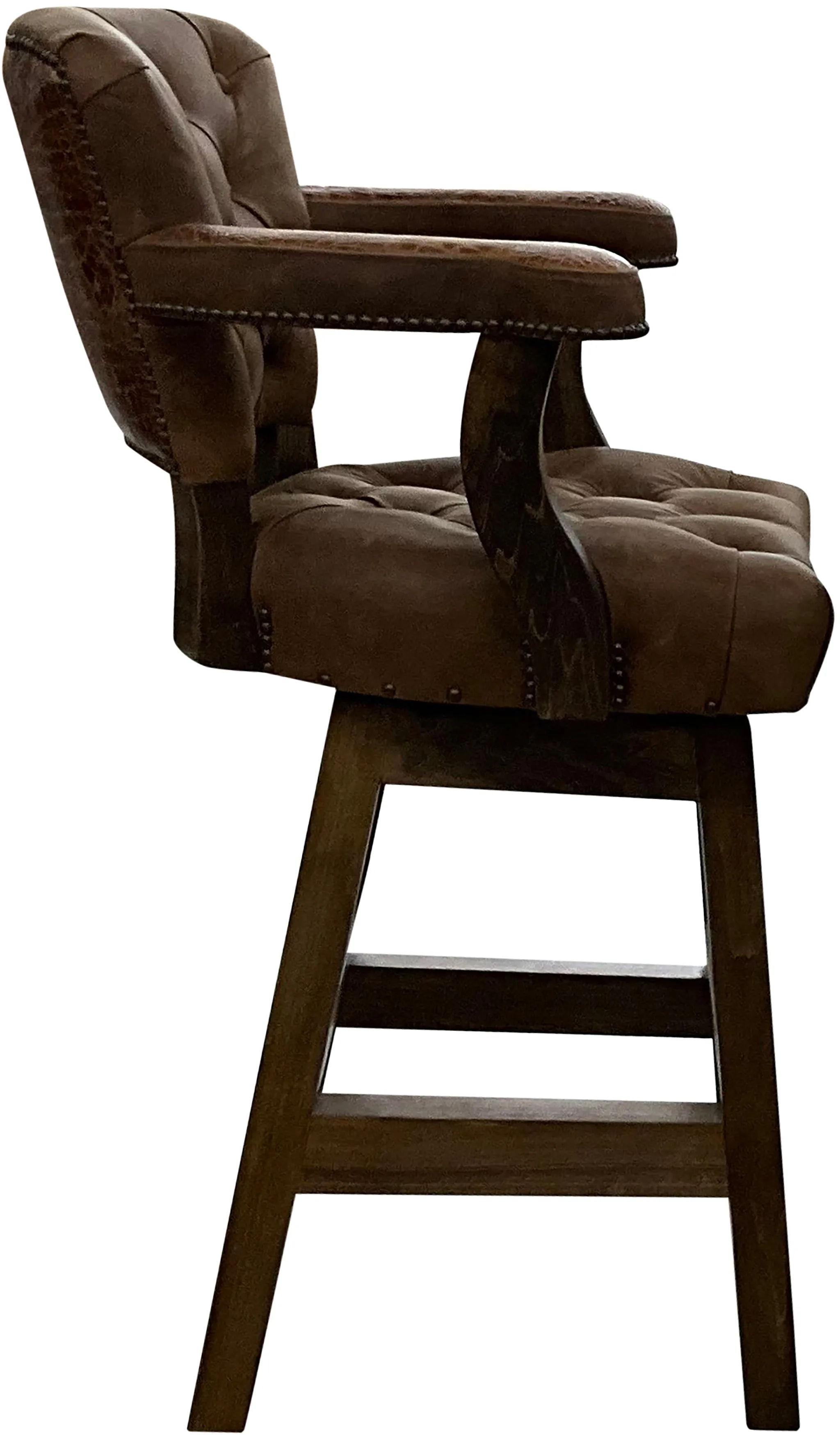 Cognac Mountain Embossed Western Leather Barstool