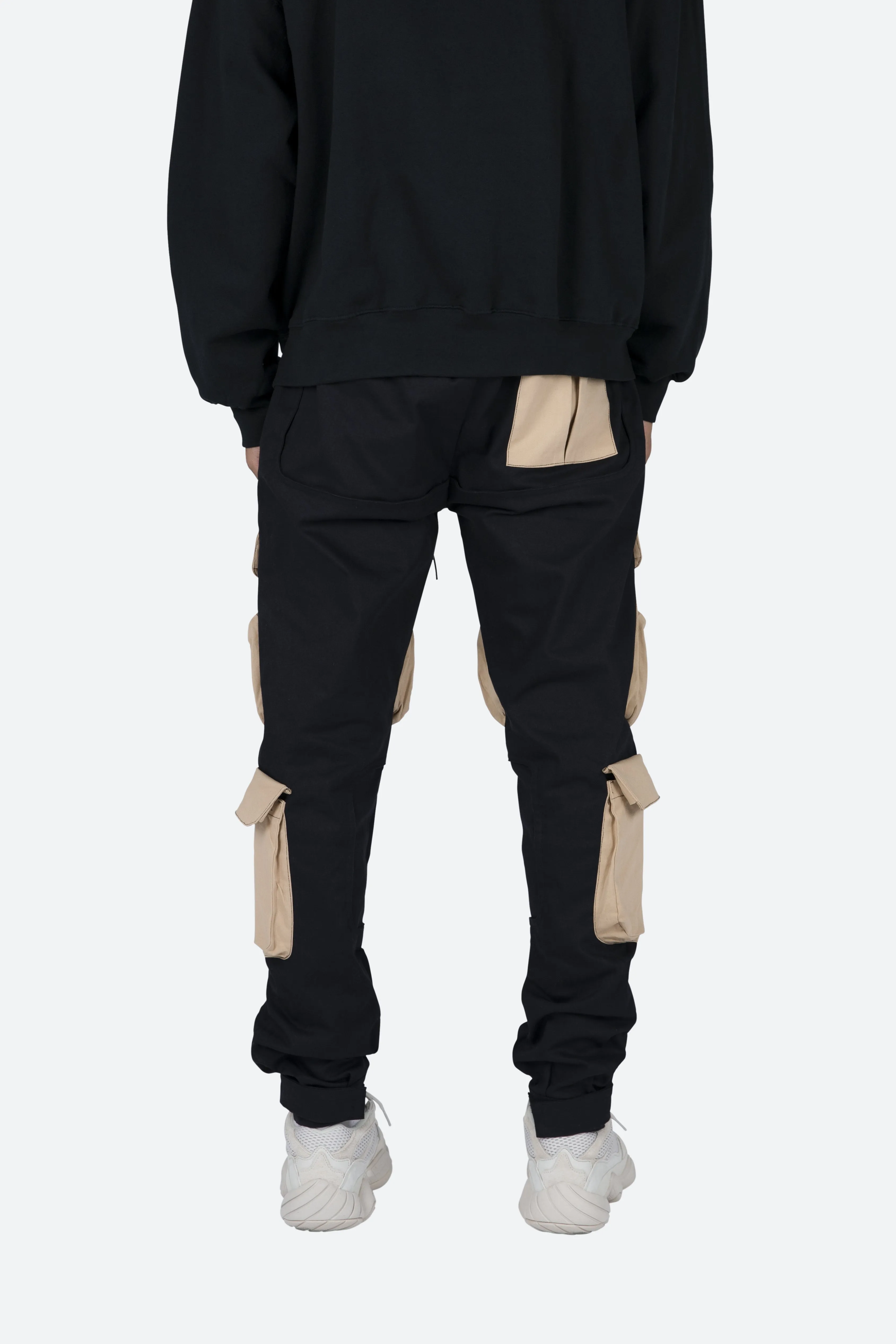 Contrast Cargo Pants - Black/Natural