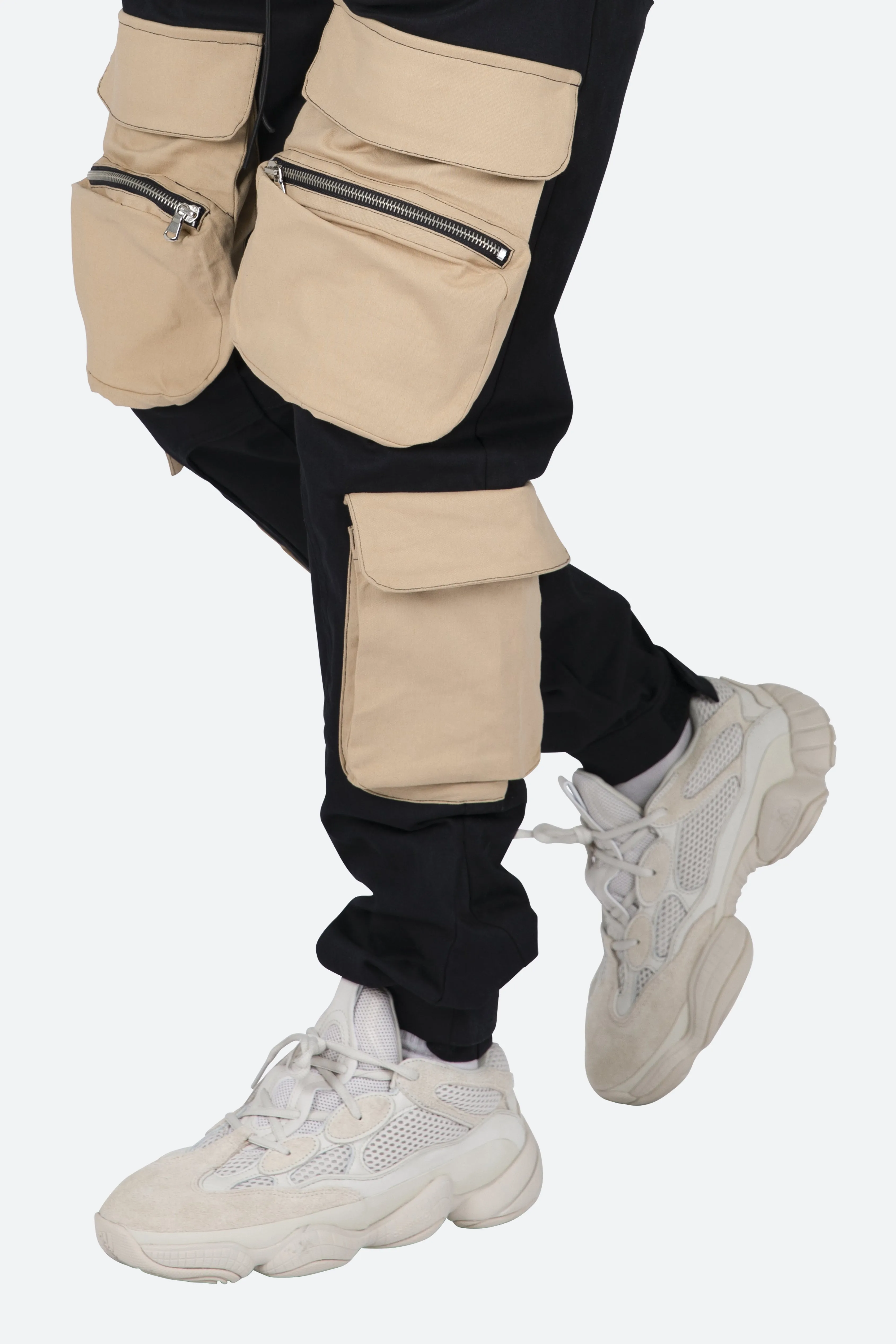 Contrast Cargo Pants - Black/Natural