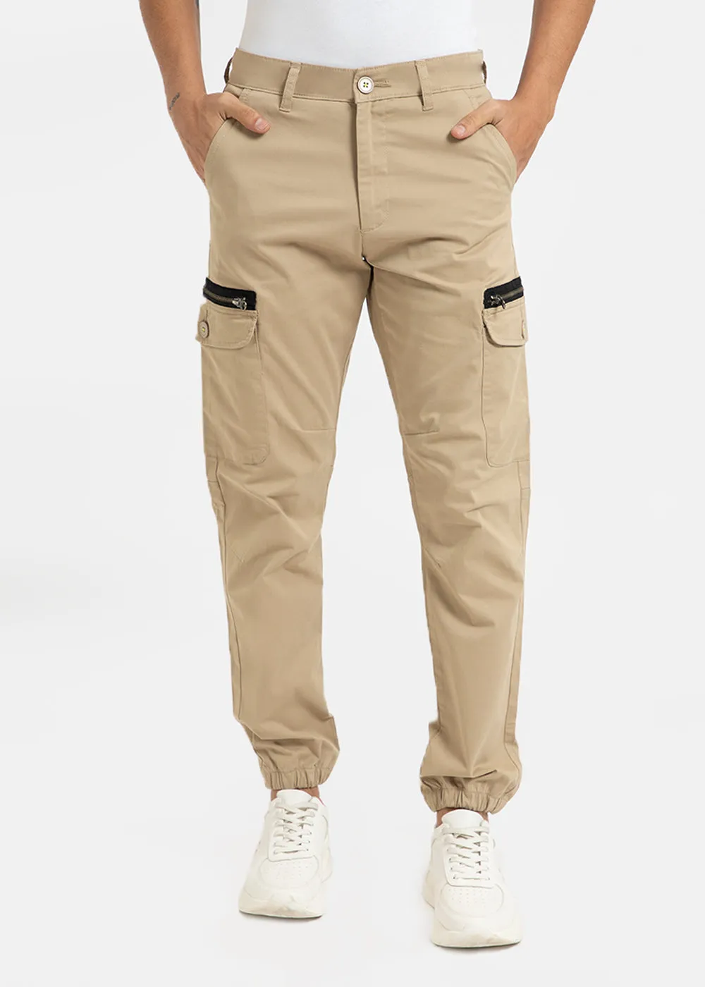 Cream Mist Elasticated Cargo Pant