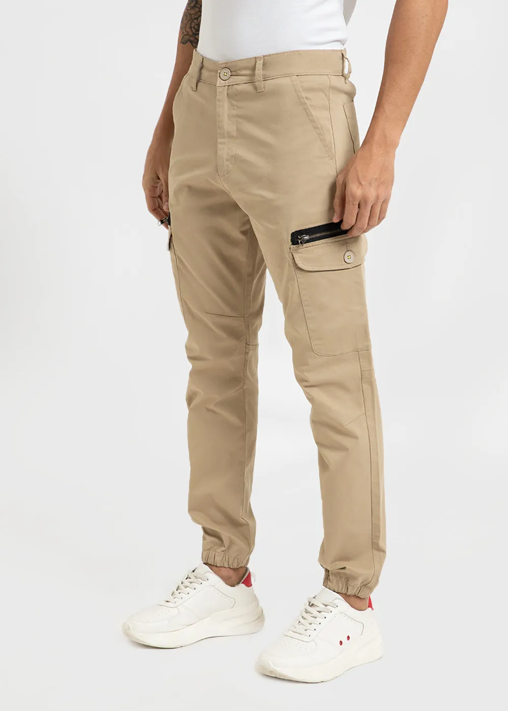 Cream Mist Elasticated Cargo Pant