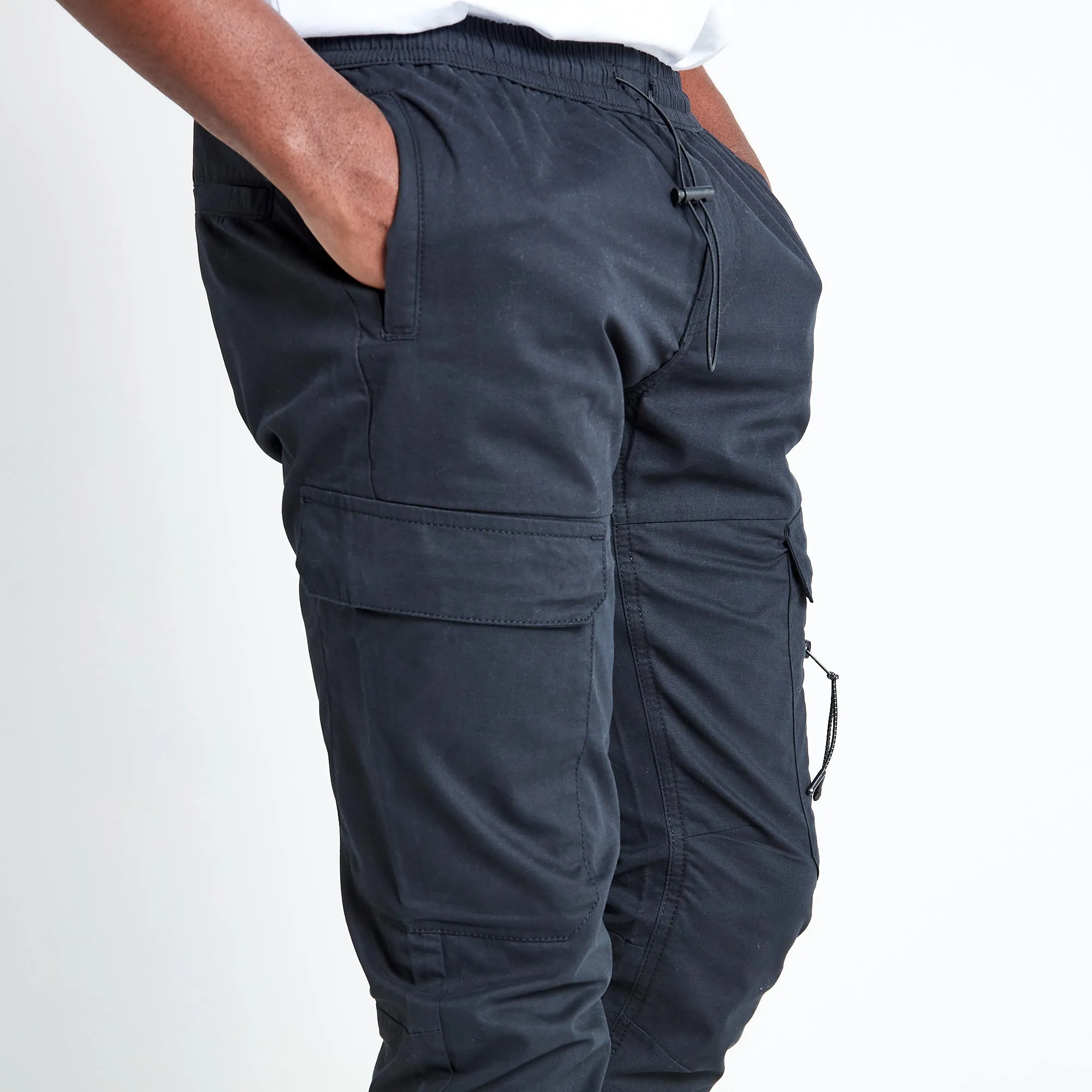 Cuffed Cargo Pants - Black