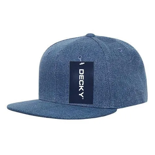 Decky 1090 Denim Snapback Hat, 6 Panel Denim Snapback Cap