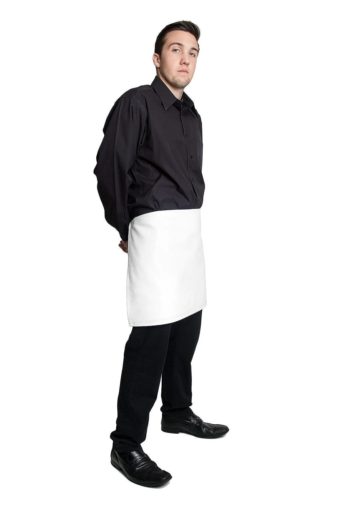 Fiumara Apparel White 4-Way Half Bistro Waist Apron 16" L X 28" W