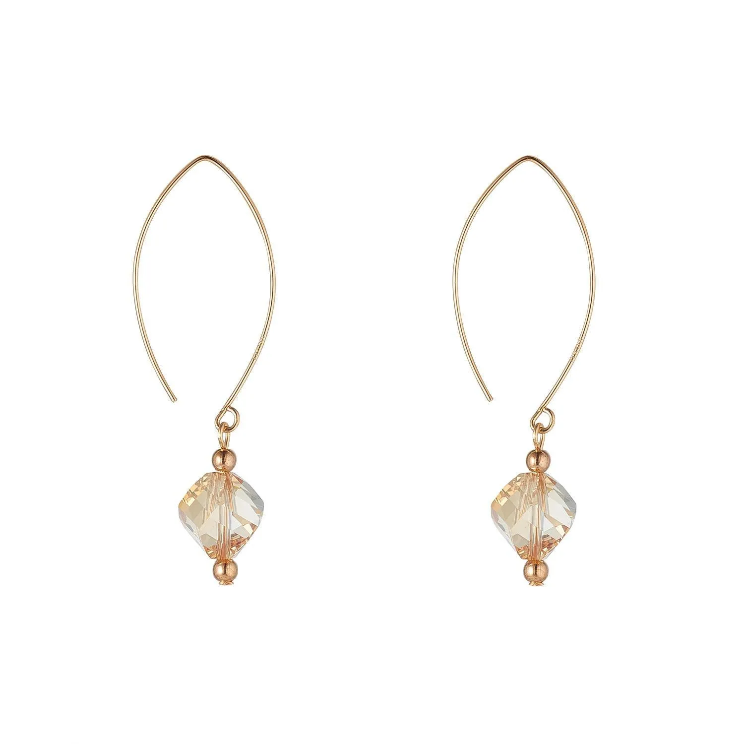 Gold Filled Golden Shadow Diamond Oval Open Earrings