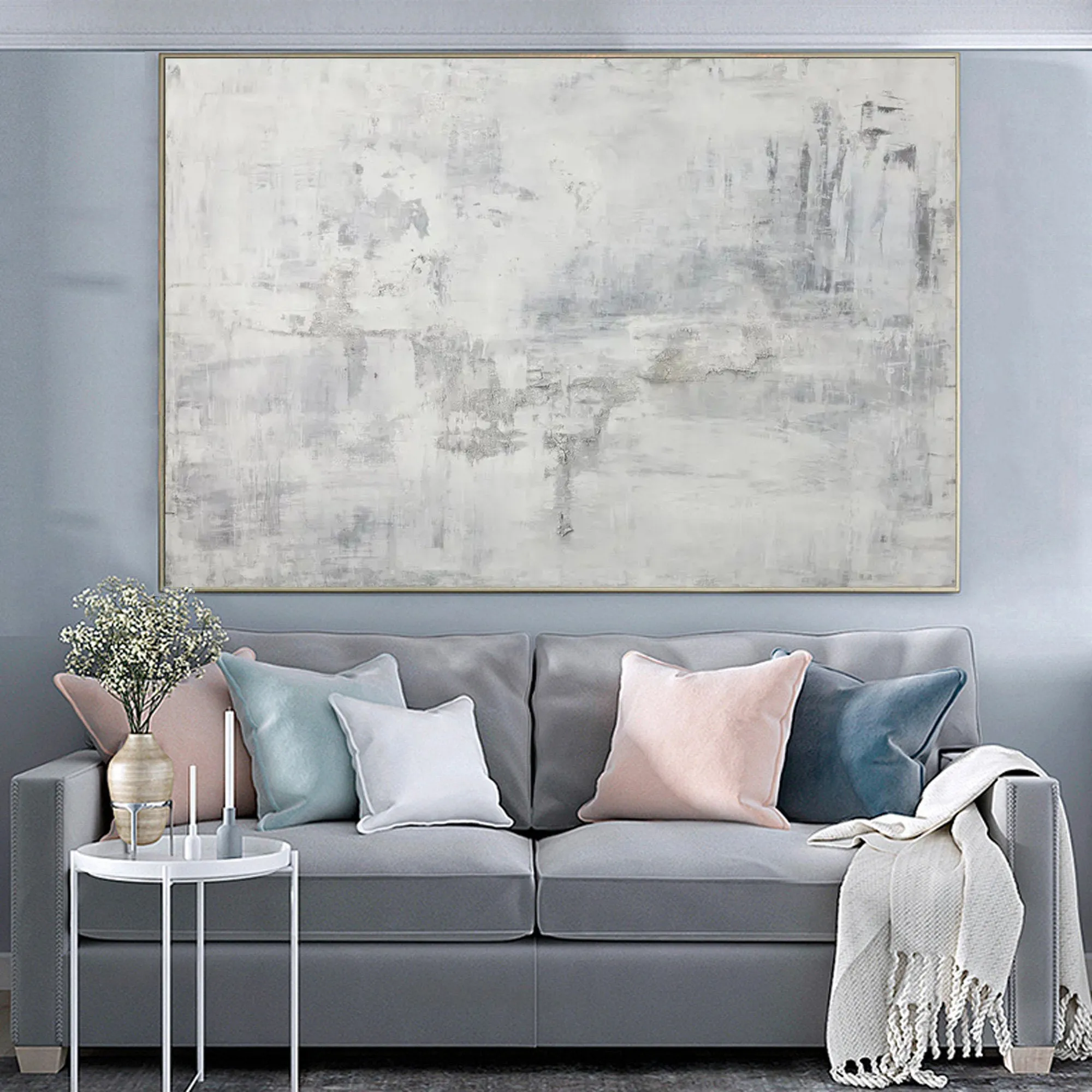 Gray Abstract Painting Minimalist Painting Black White Cp039