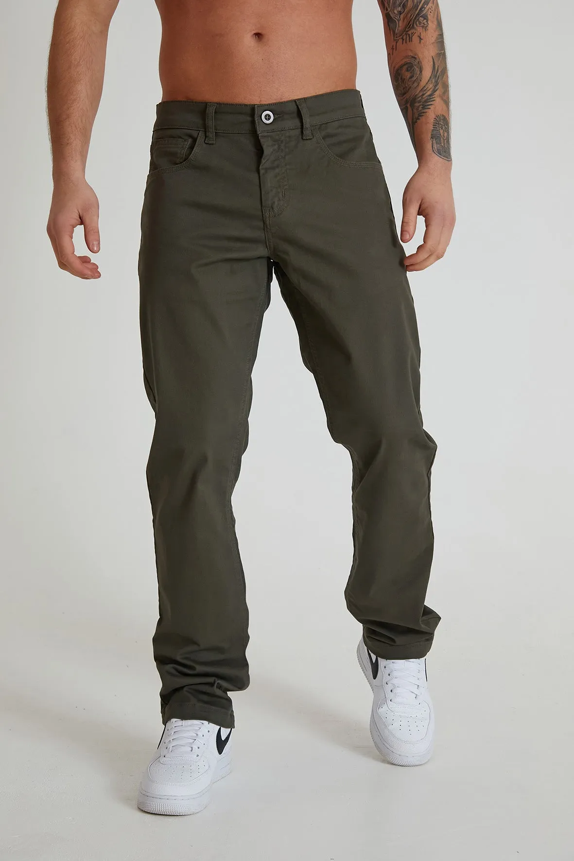 Hawkins 5 pocket chino pant in premium cotton twill - Olive