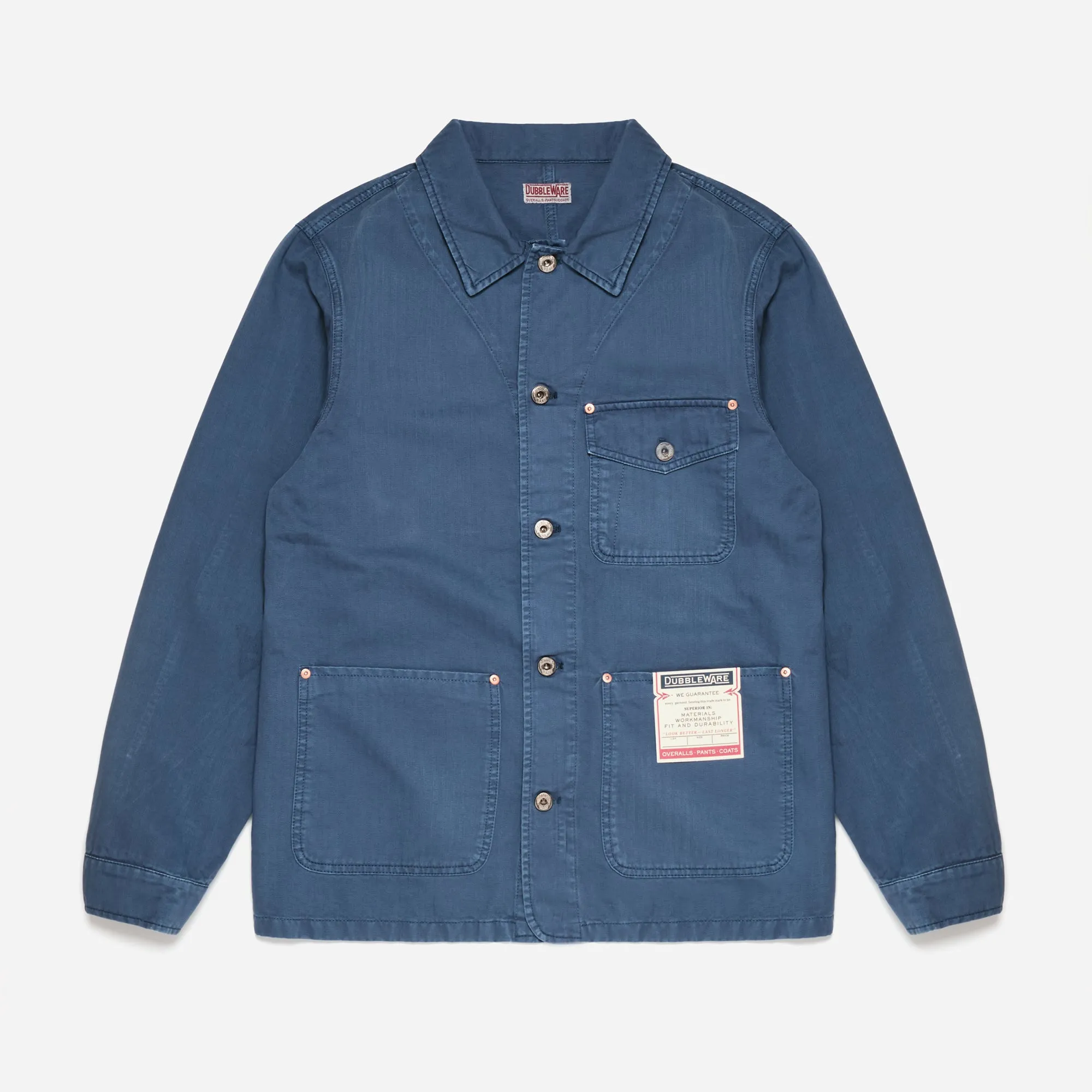 HEAVY WASH HERRINGBONE WORK JACKET - BLUE