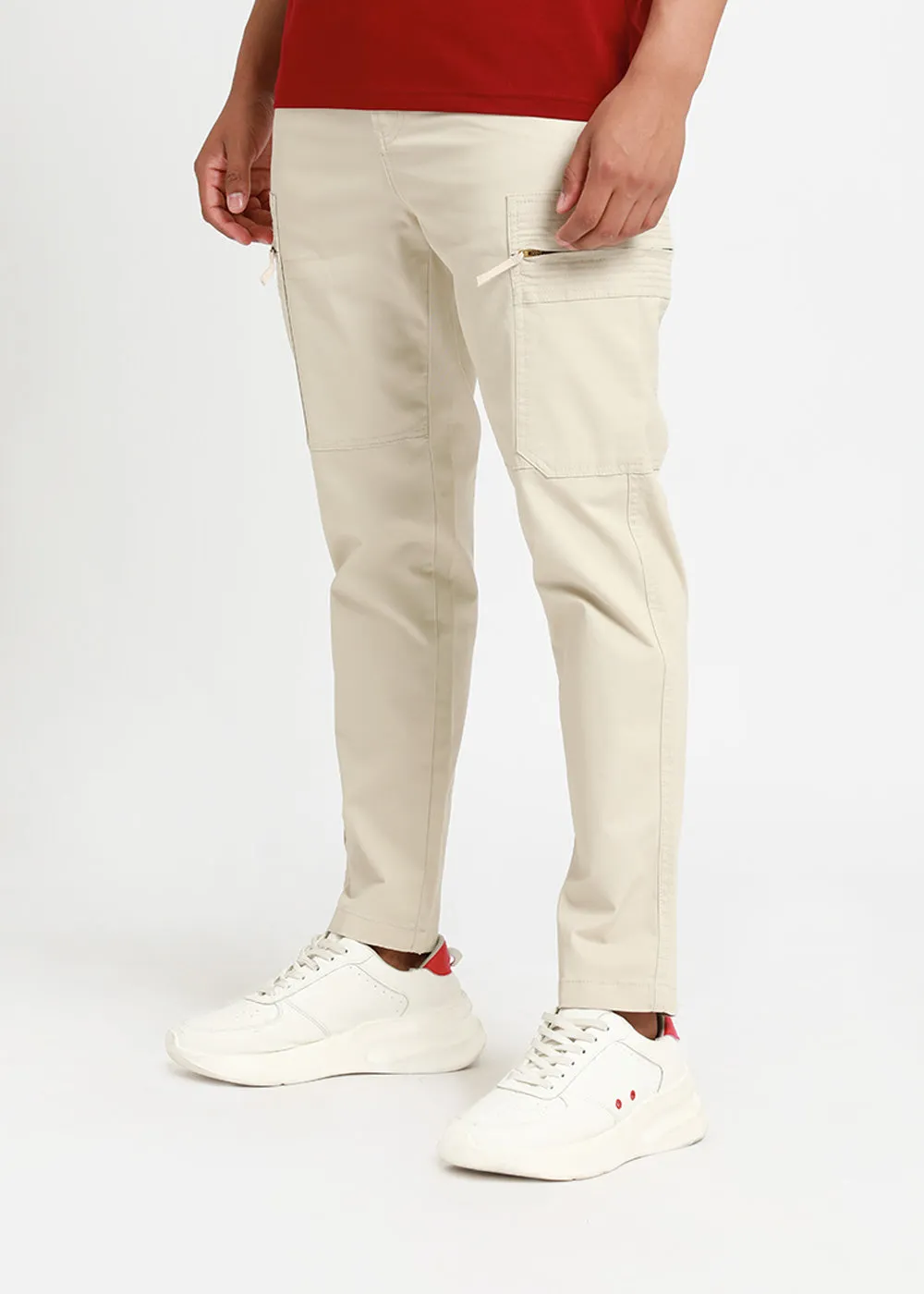 Irish Cream Zip Cargo Pants