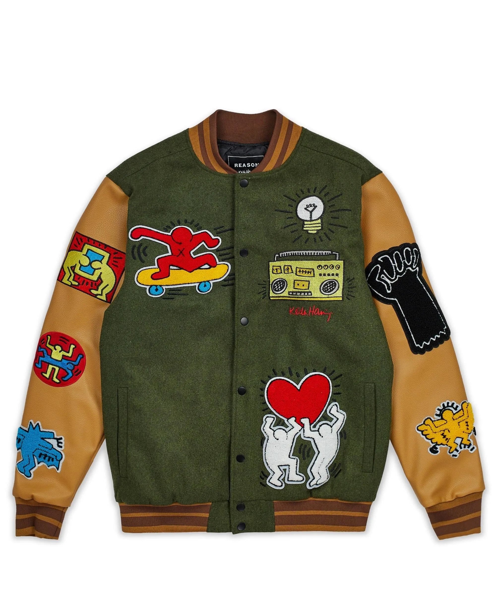 Keith Haring Holding Hands Varsity Jacket