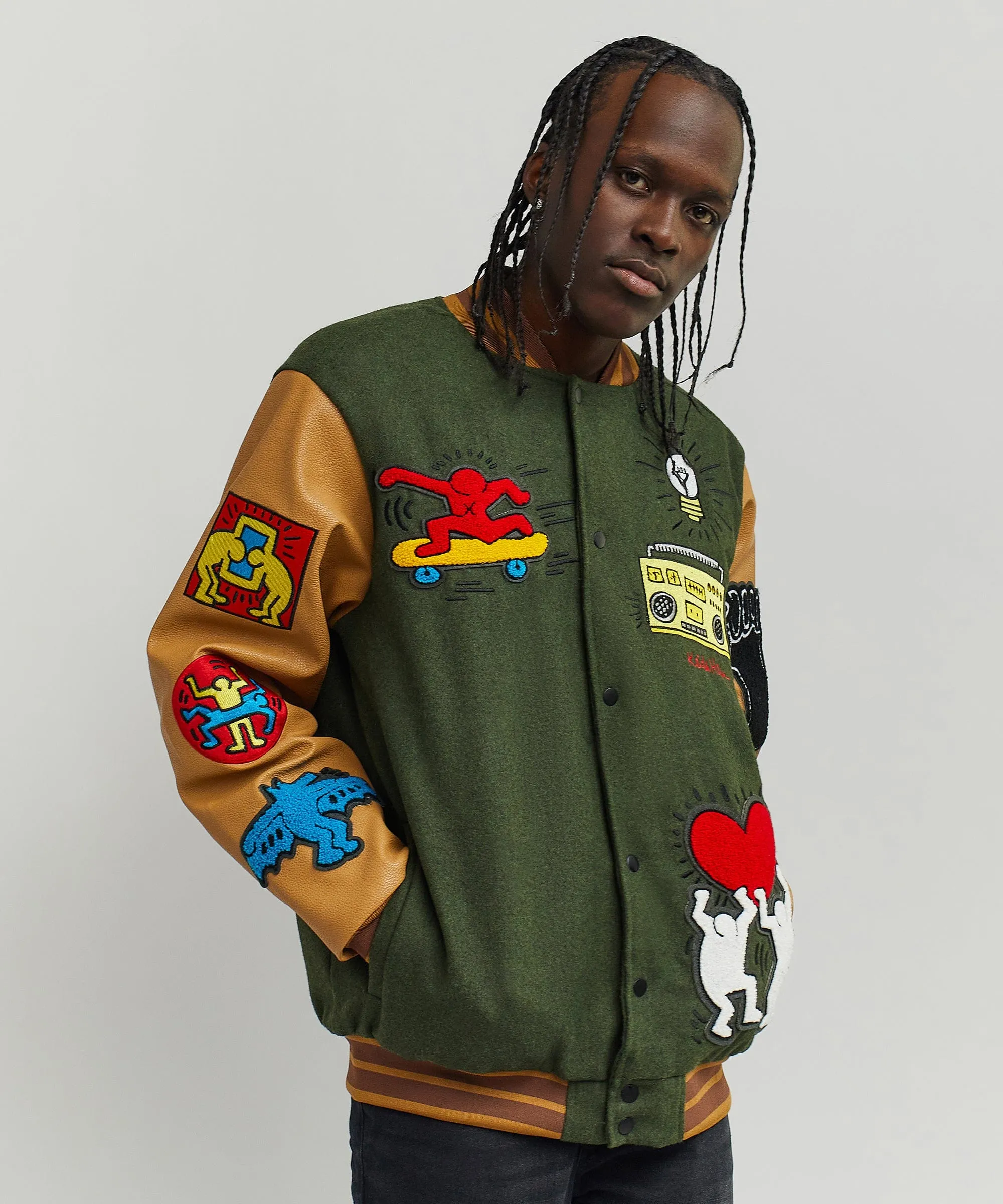 Keith Haring Holding Hands Varsity Jacket