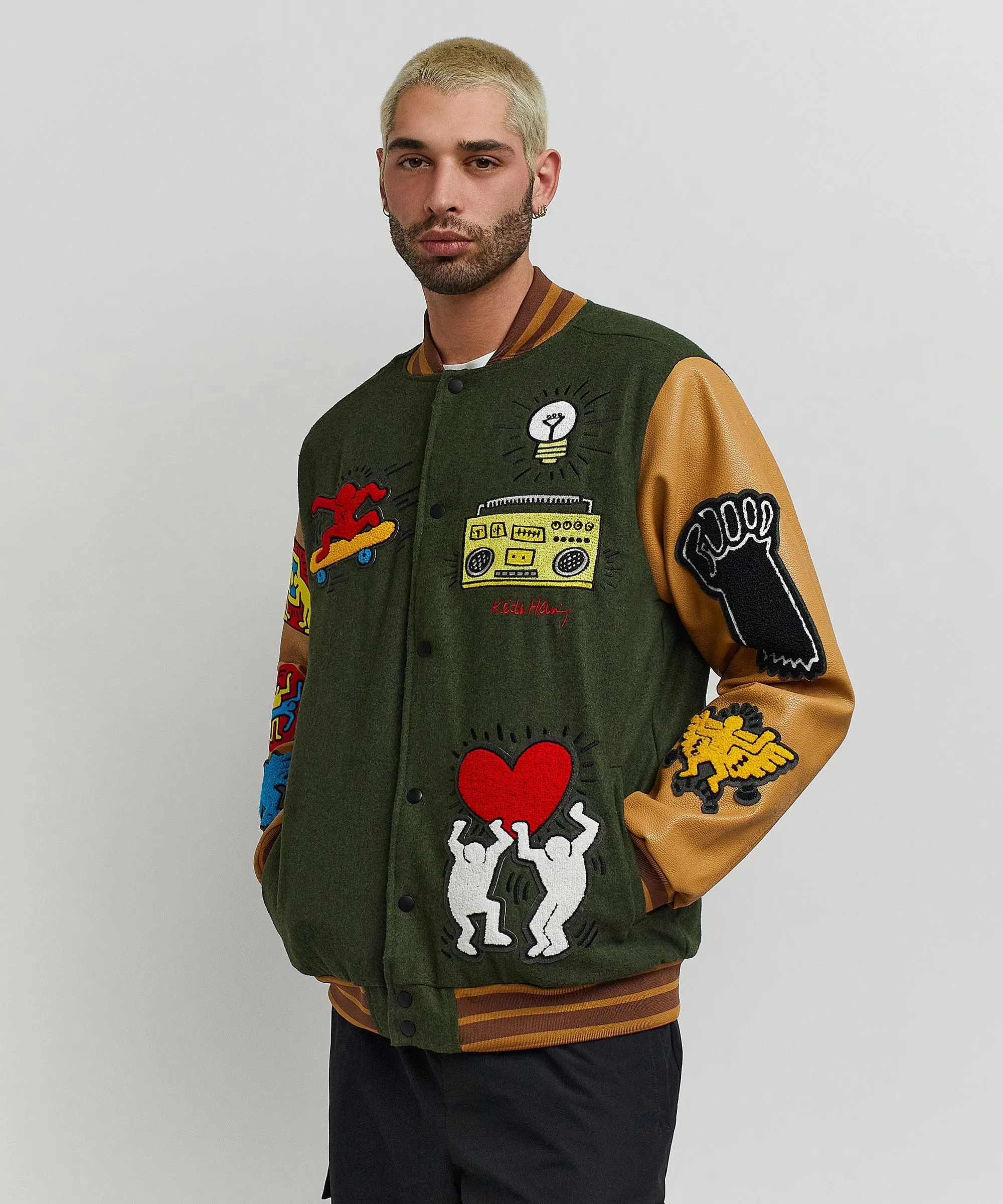 Keith Haring Holding Hands Varsity Jacket