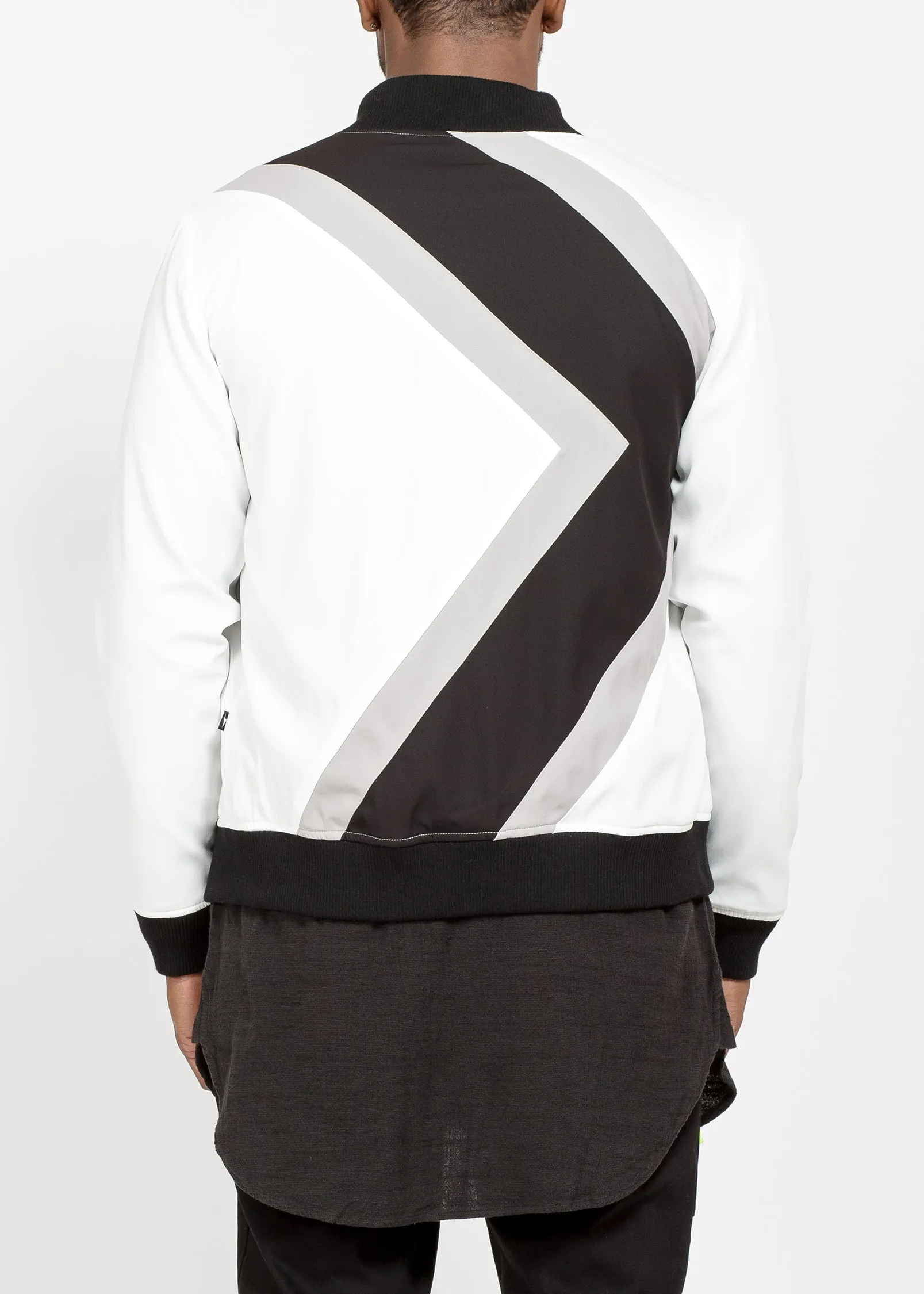 Konus Men's Bomber Jacket With Geometric Panels in White