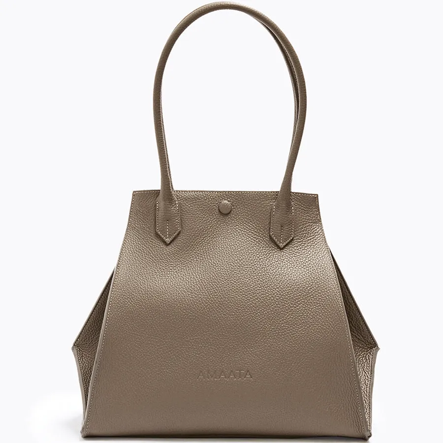 LEATHER BAG "AMAATA SIX" IN TAUPE