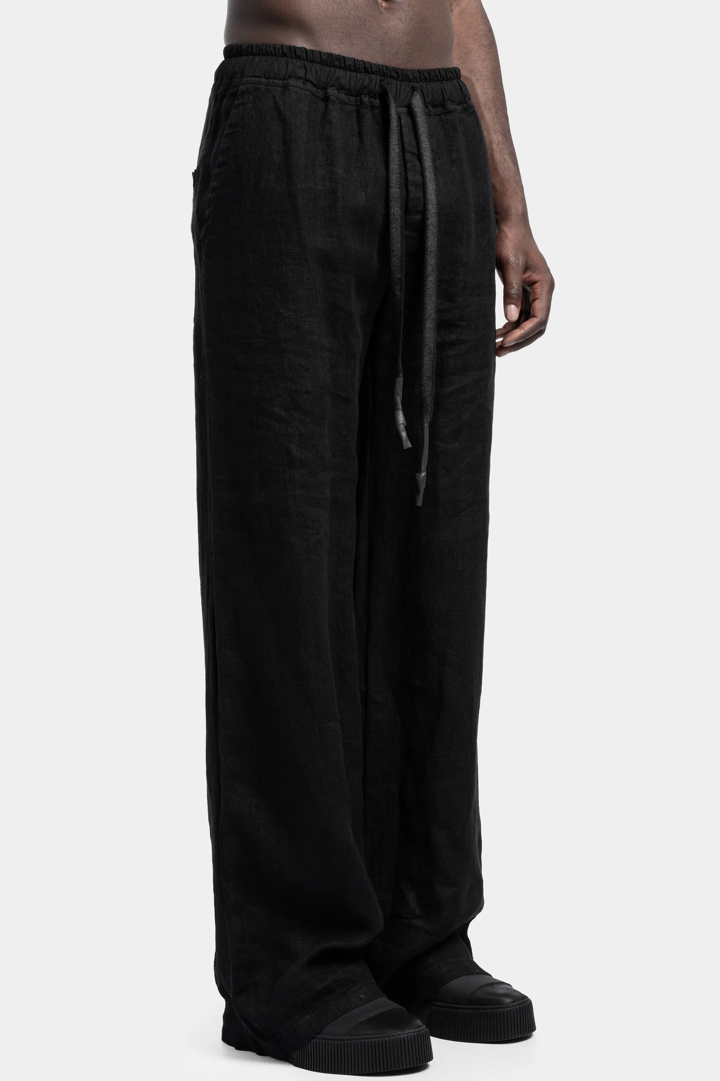 Light linen wide pants, Noir