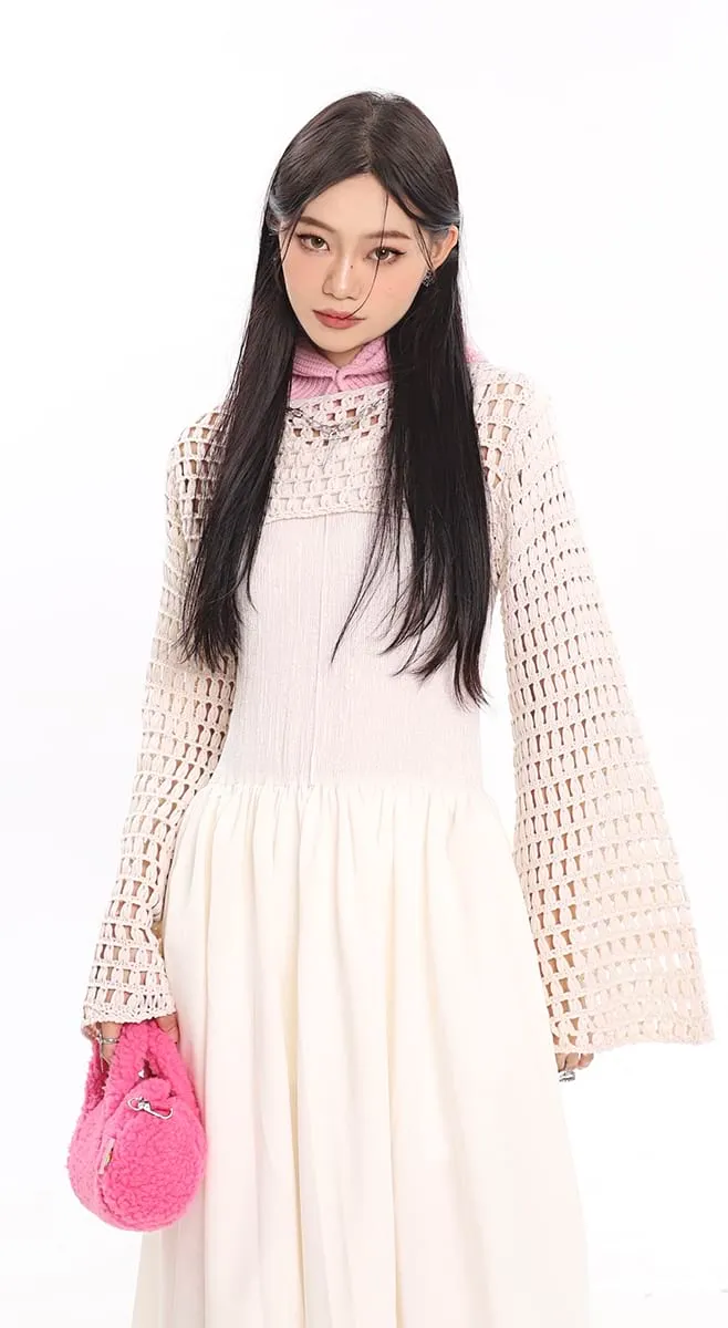 Long Sleeve Open Knit Bolero Shrug Top