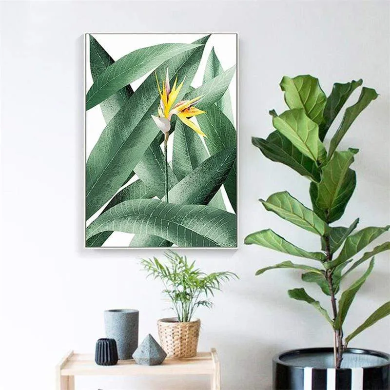 Nordic Flower Leaf Canvas Poster