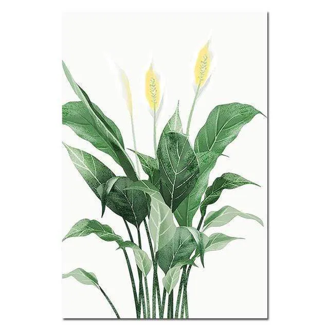 Nordic Flower Leaf Canvas Poster