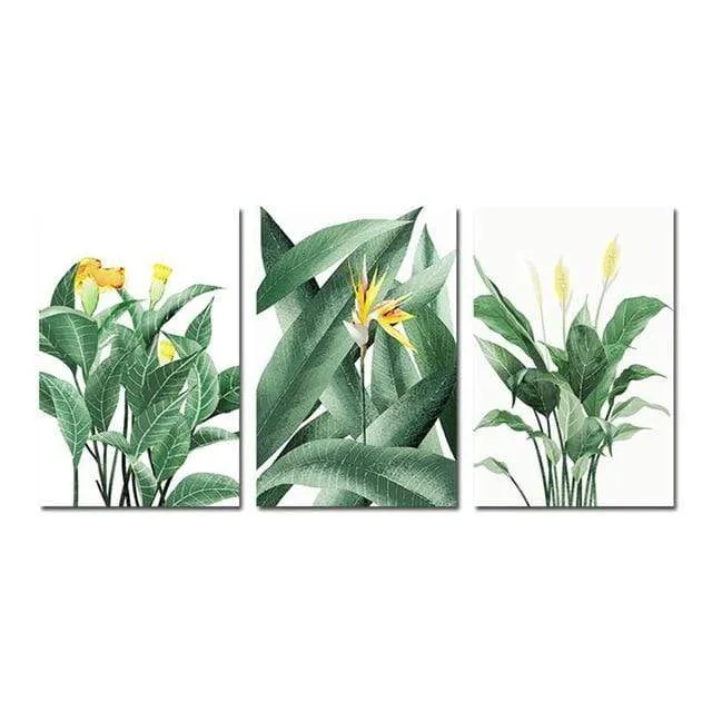 Nordic Flower Leaf Canvas Poster