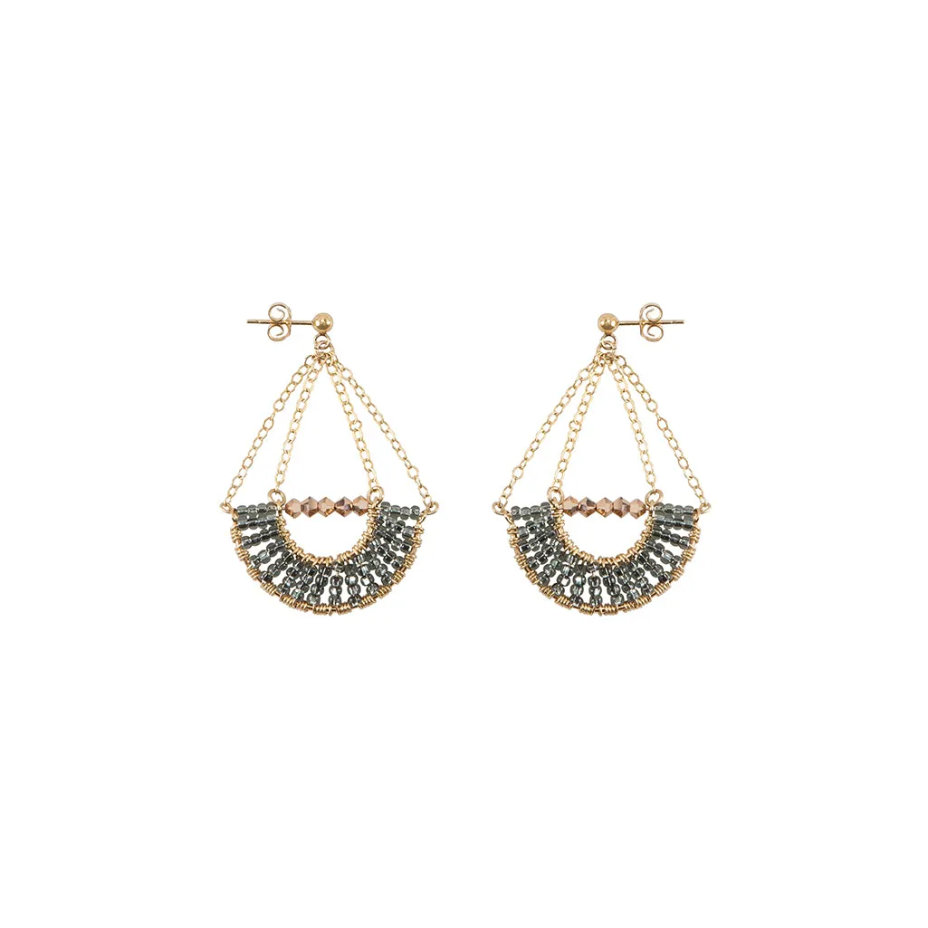 Olakira Half Moon Earrings - SHINY GRAPHITE/GOLD