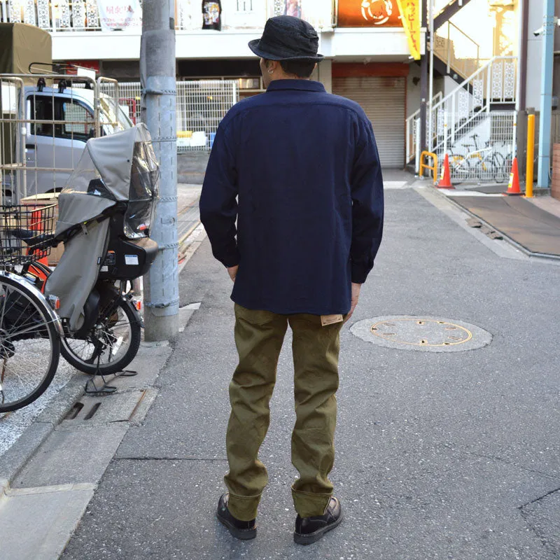 ONI DENIM "246-OLOL" 12oz tateyoko yarn-dyed sultide olive denim Neat Straight