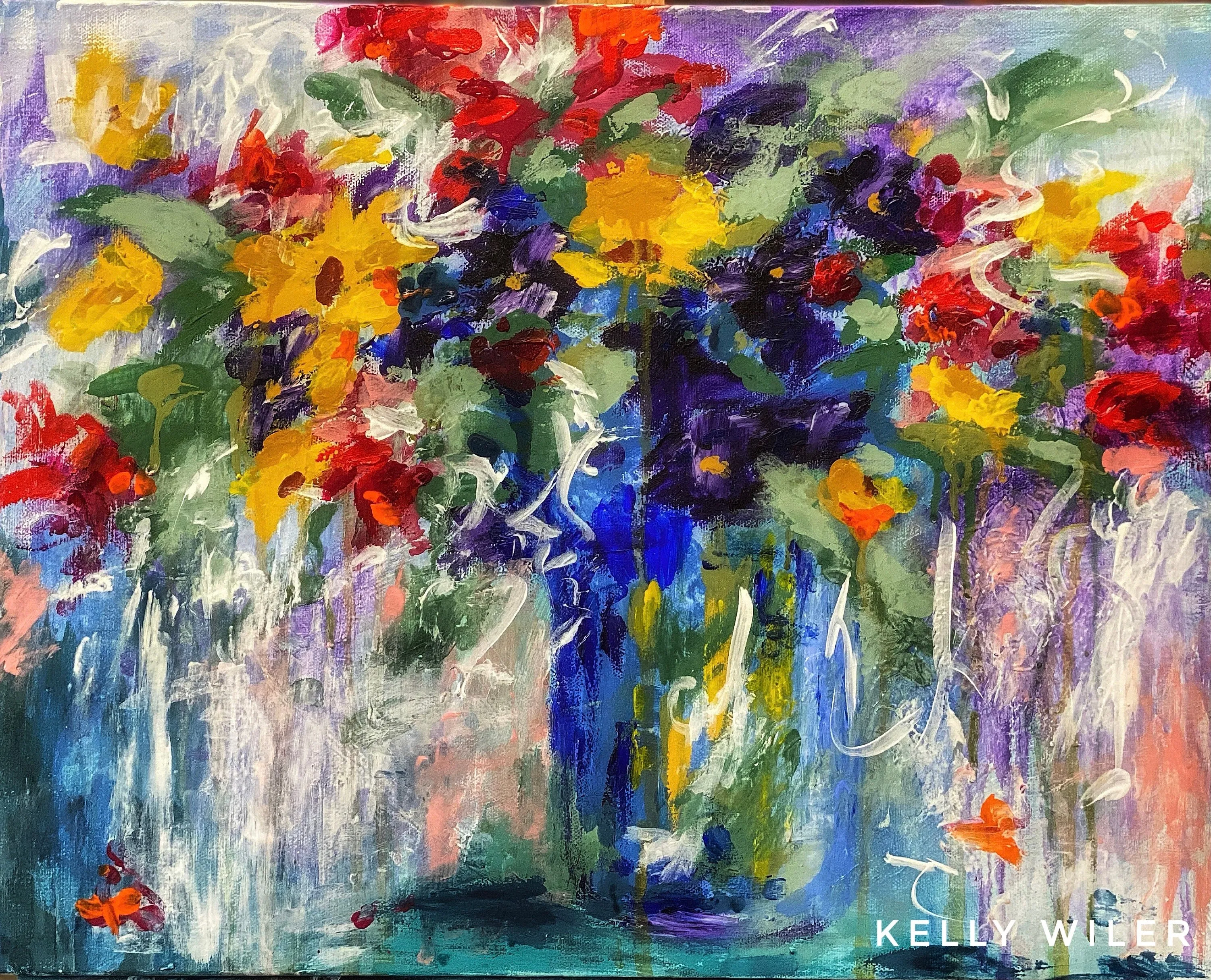 Original Art “Violet loves Pansies”