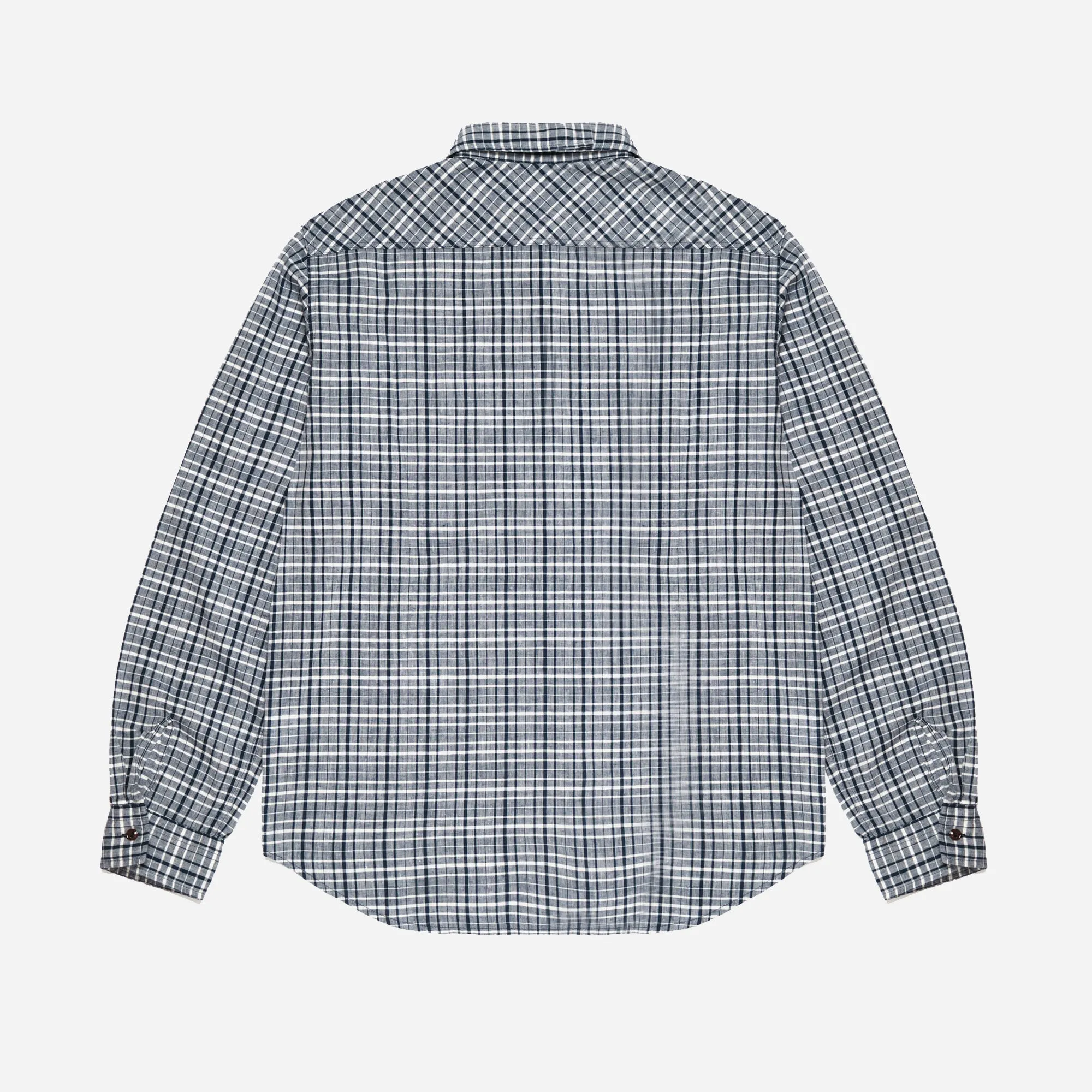 PLAID BUTTON DOWN SHIRT MADE IN ITALY - WHITE/BLUE CHECK