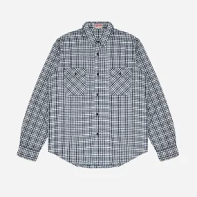 PLAID BUTTON DOWN SHIRT MADE IN ITALY - WHITE/BLUE CHECK