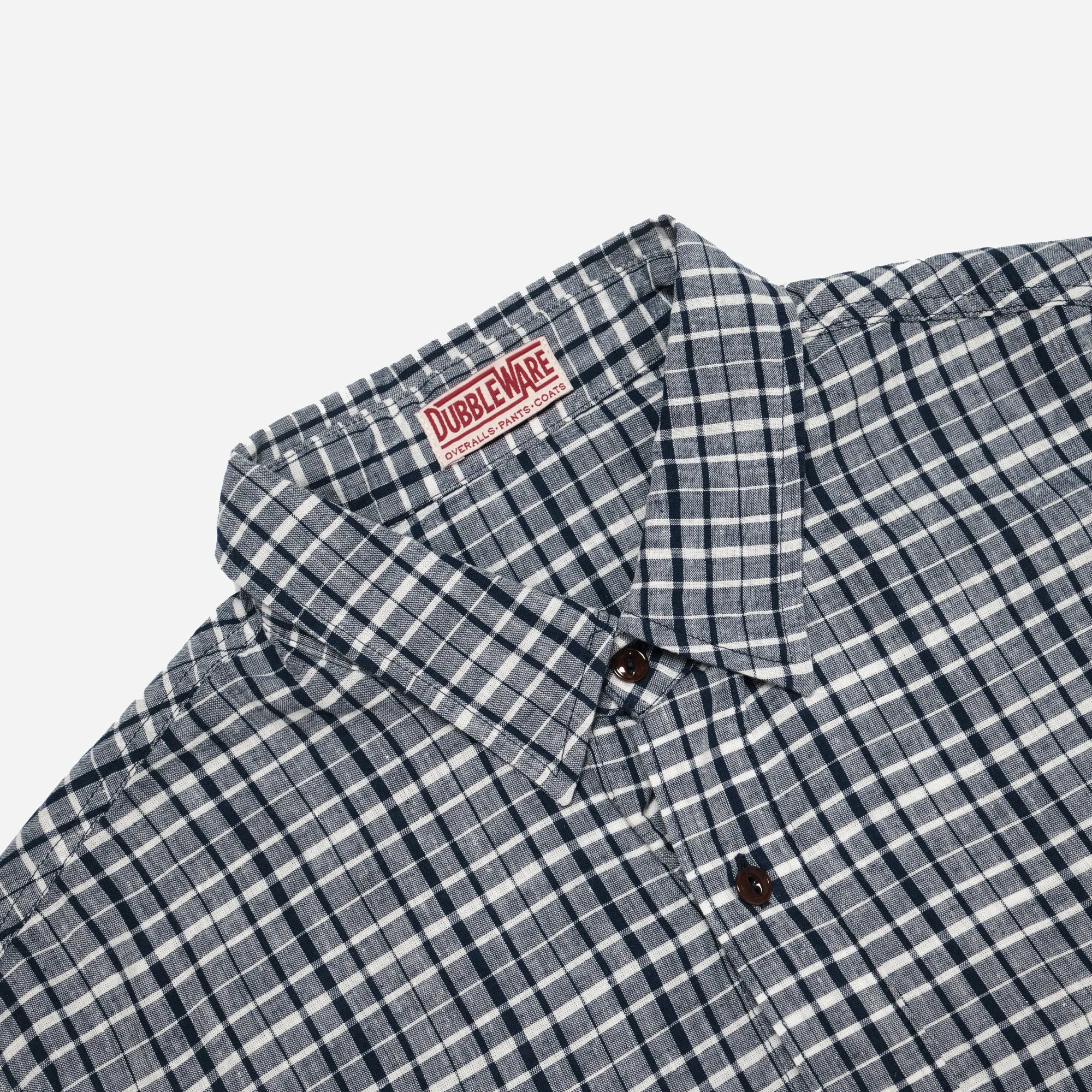 PLAID BUTTON DOWN SHIRT MADE IN ITALY - WHITE/BLUE CHECK